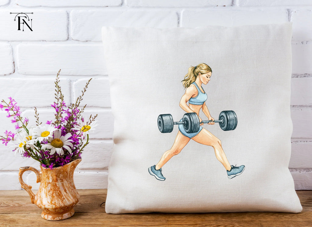 Strong Woman Lifting Barbell Clipart Bundle