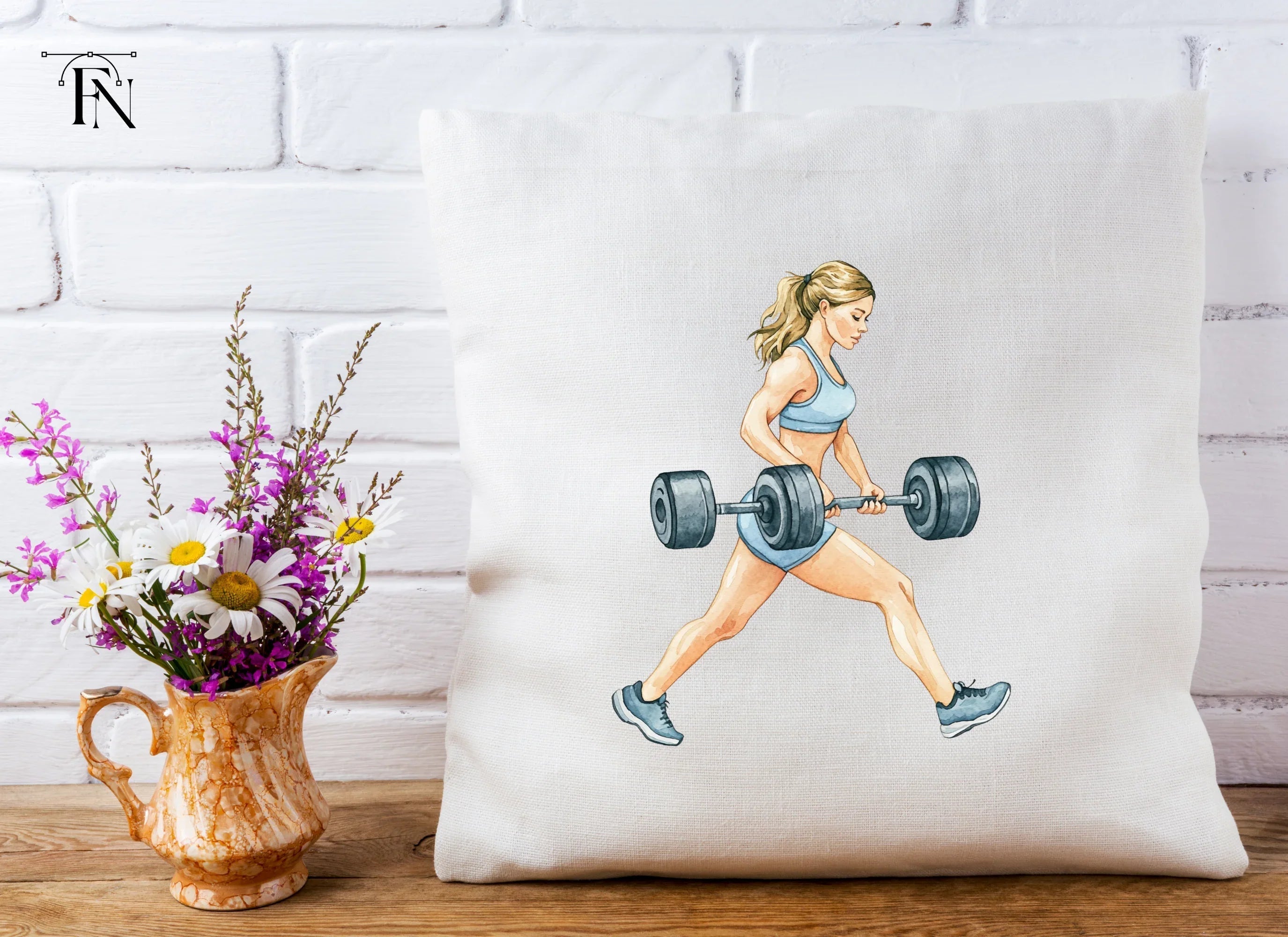 Strong Woman Lifting Barbell Clipart Bundle