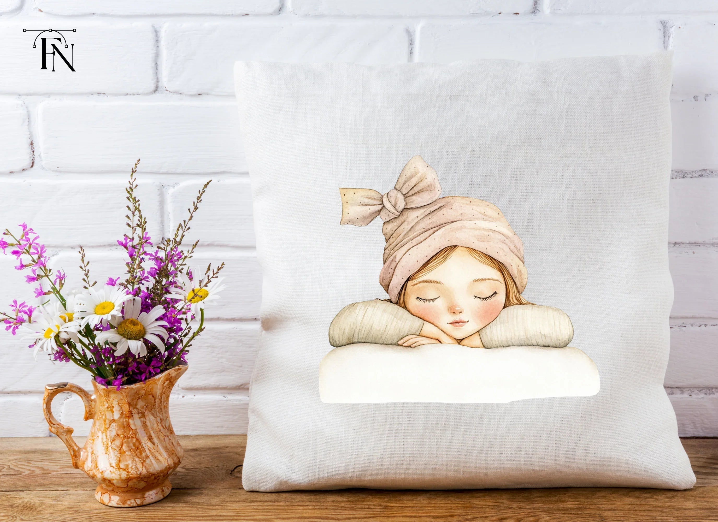 Sleeping Girl with Bow Hat Clipart Bundle