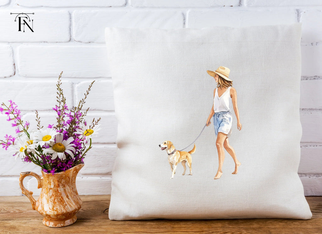 Woman Walking Dog Clipart Bundle