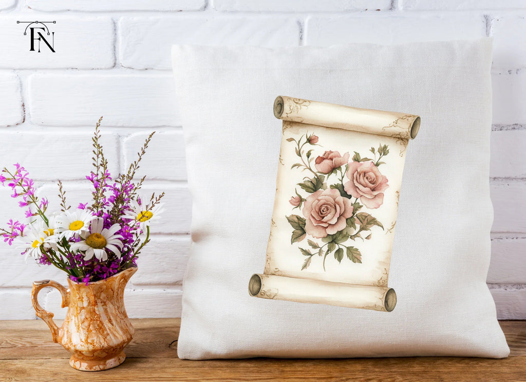 Vintage Rose Scroll Clipart Bundle