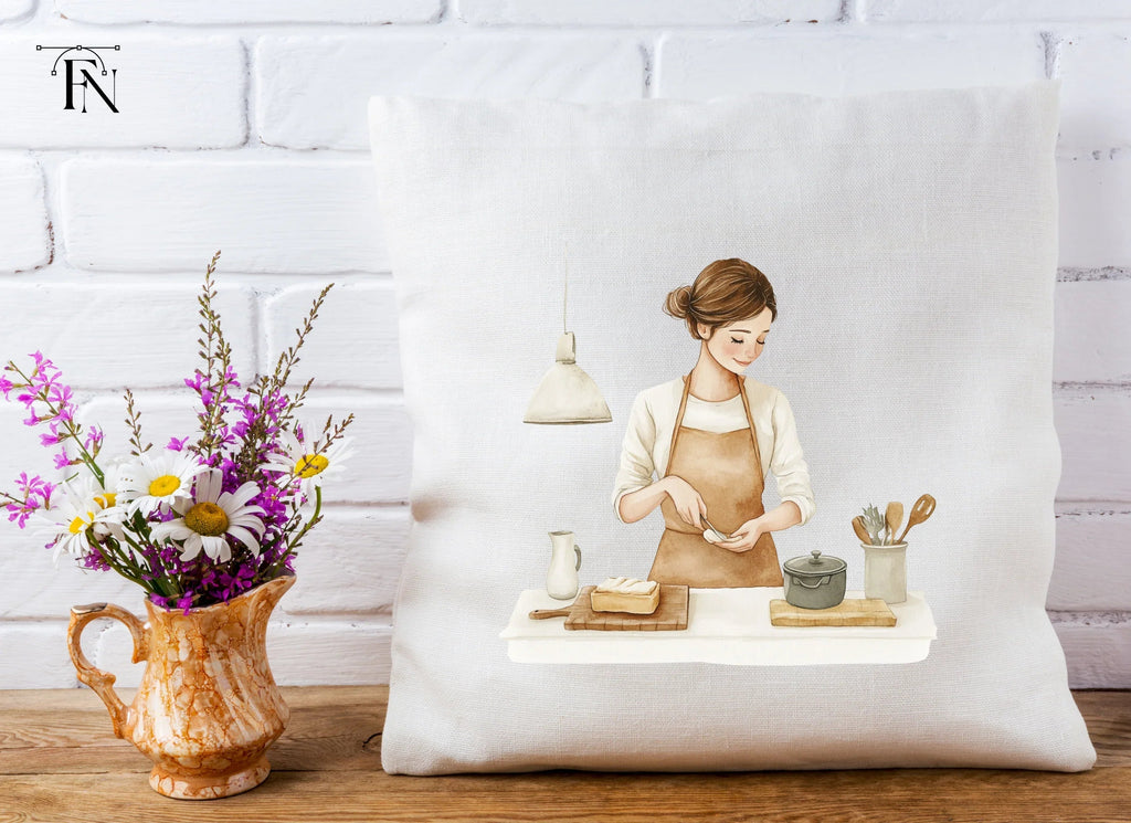 Kitchen Scene Woman Cooking Clipart Bundle
