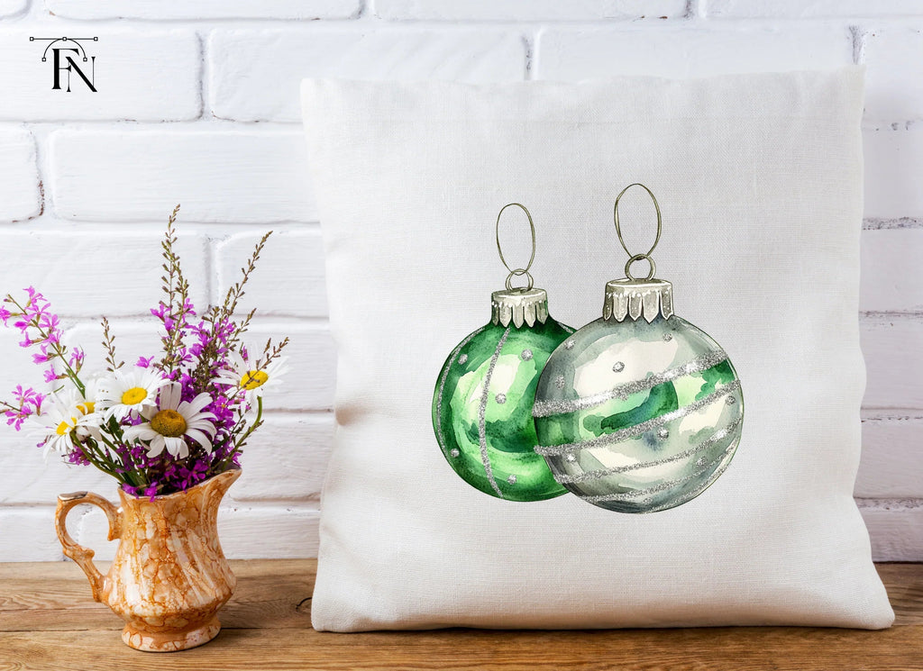 Green Christmas Ornaments Clipart Bundle