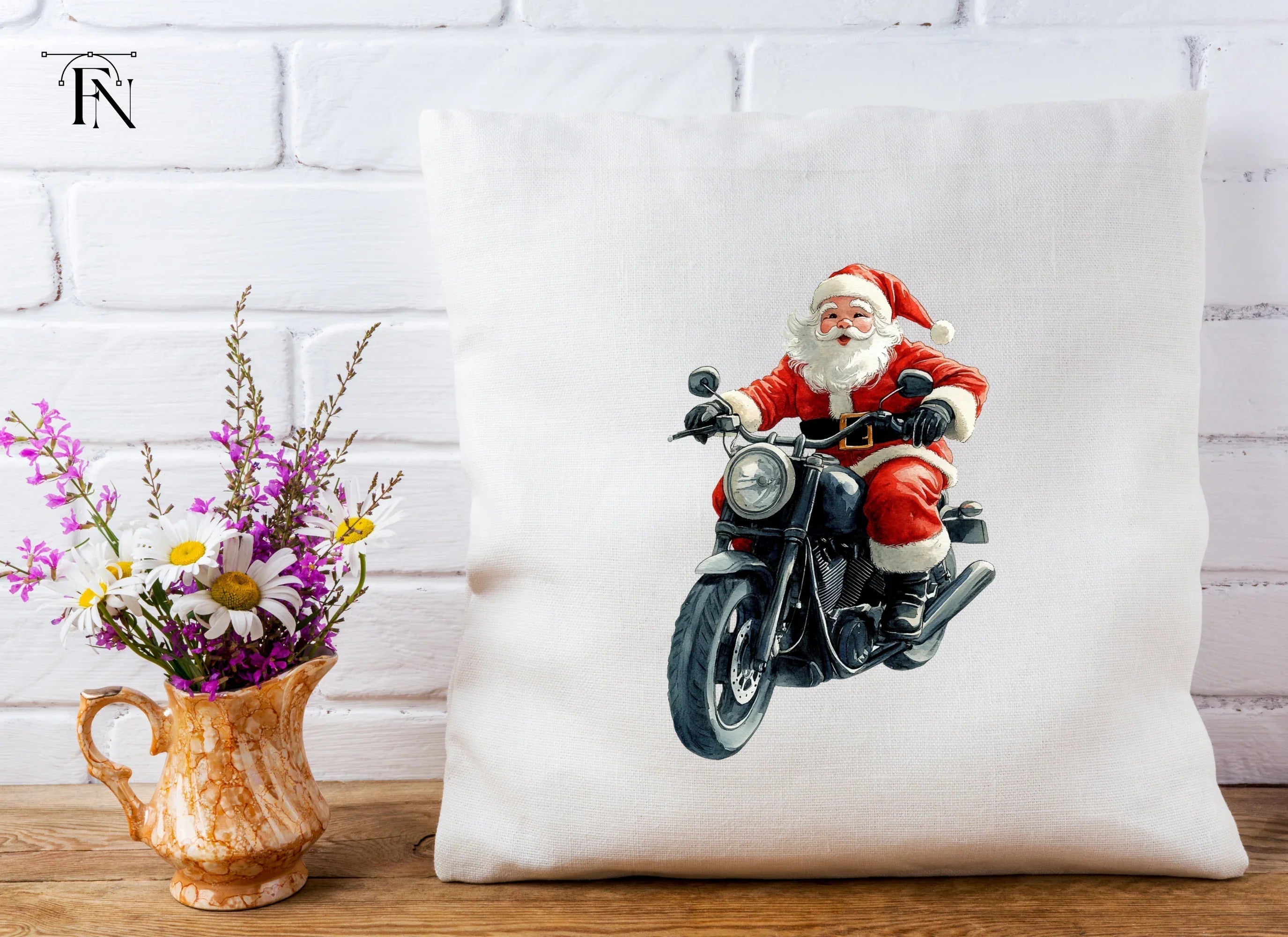 Cool Santa Claus on Motorcycle Clipart Bundle