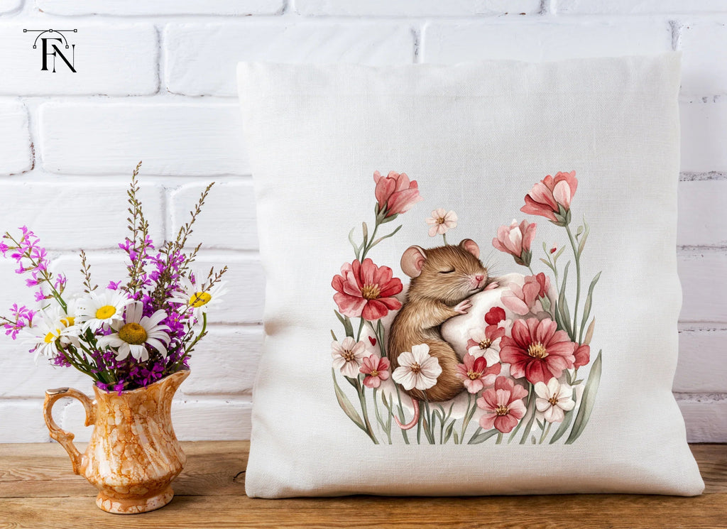 Sleeping Mice with Floral Arrangements Clipart Bundle