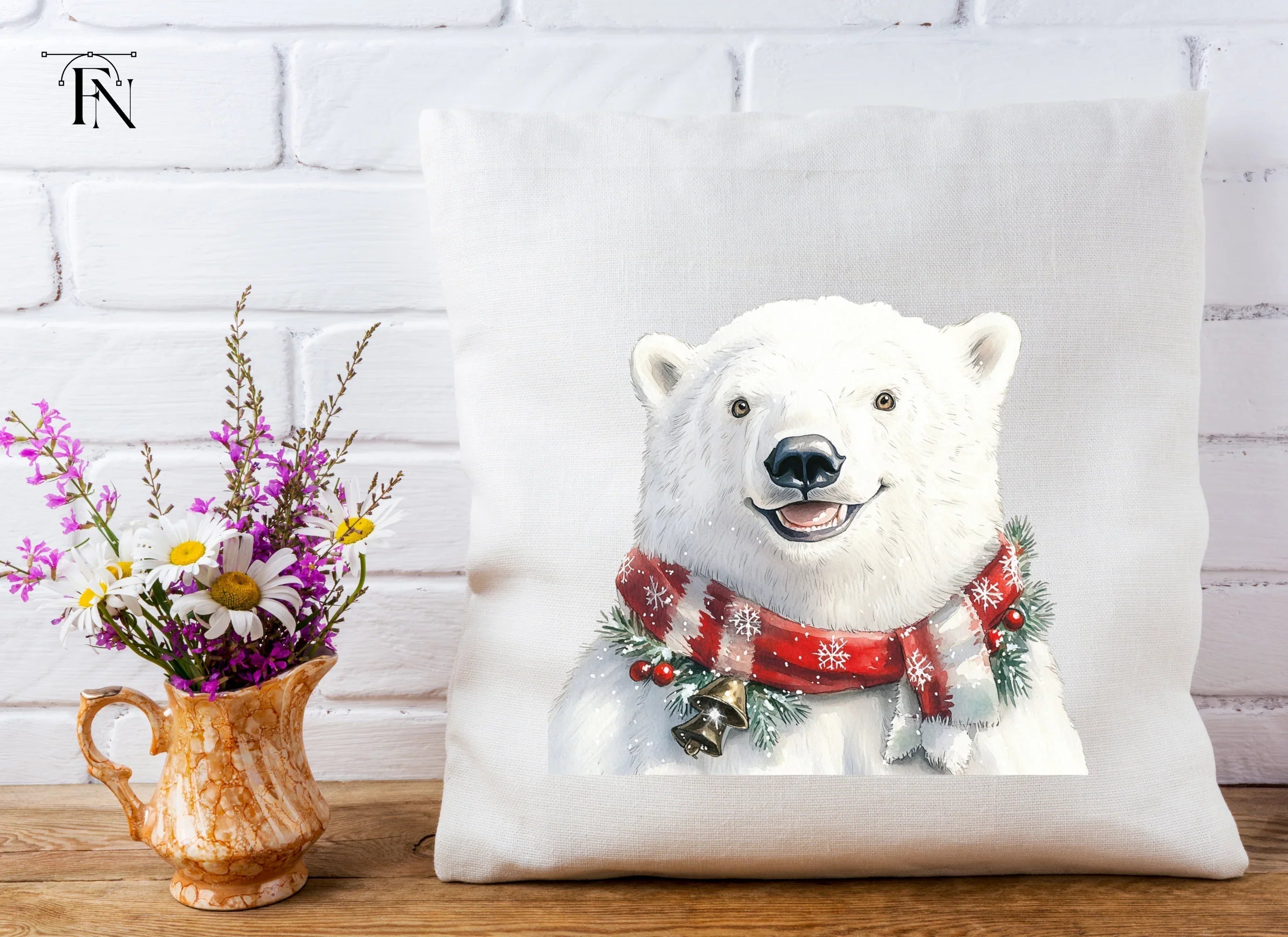 Smiling Polar Bear Christmas Clipart Bundle