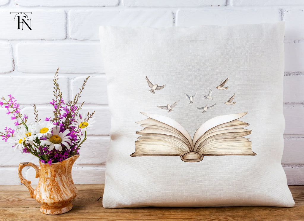 Vintage Books and Flying Birds Clipart Bundle