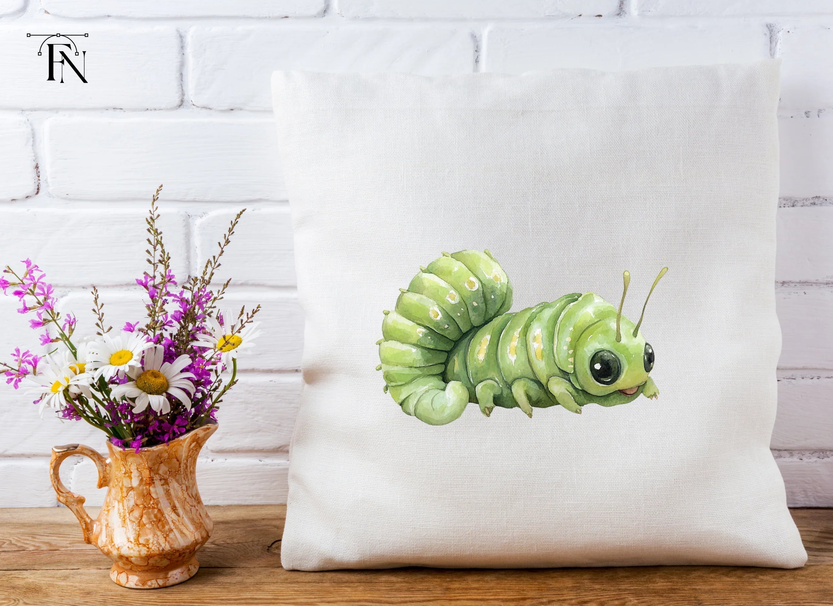 Cute Green Caterpillar Clipart Bundle