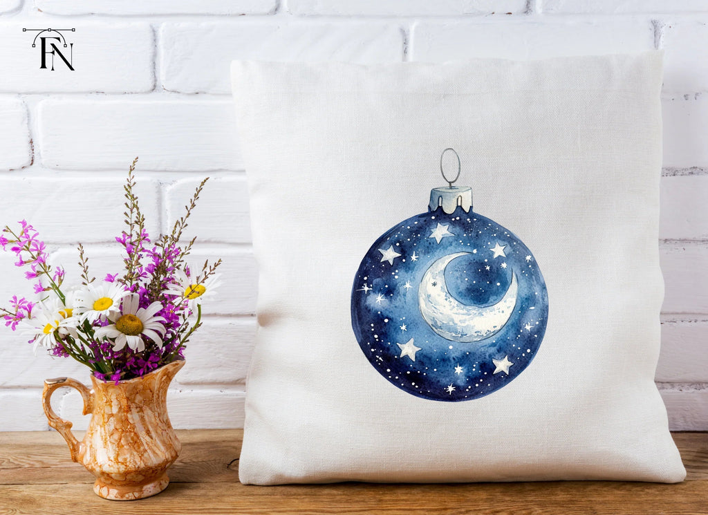 Blue Christmas Ornaments Clipart Bundle