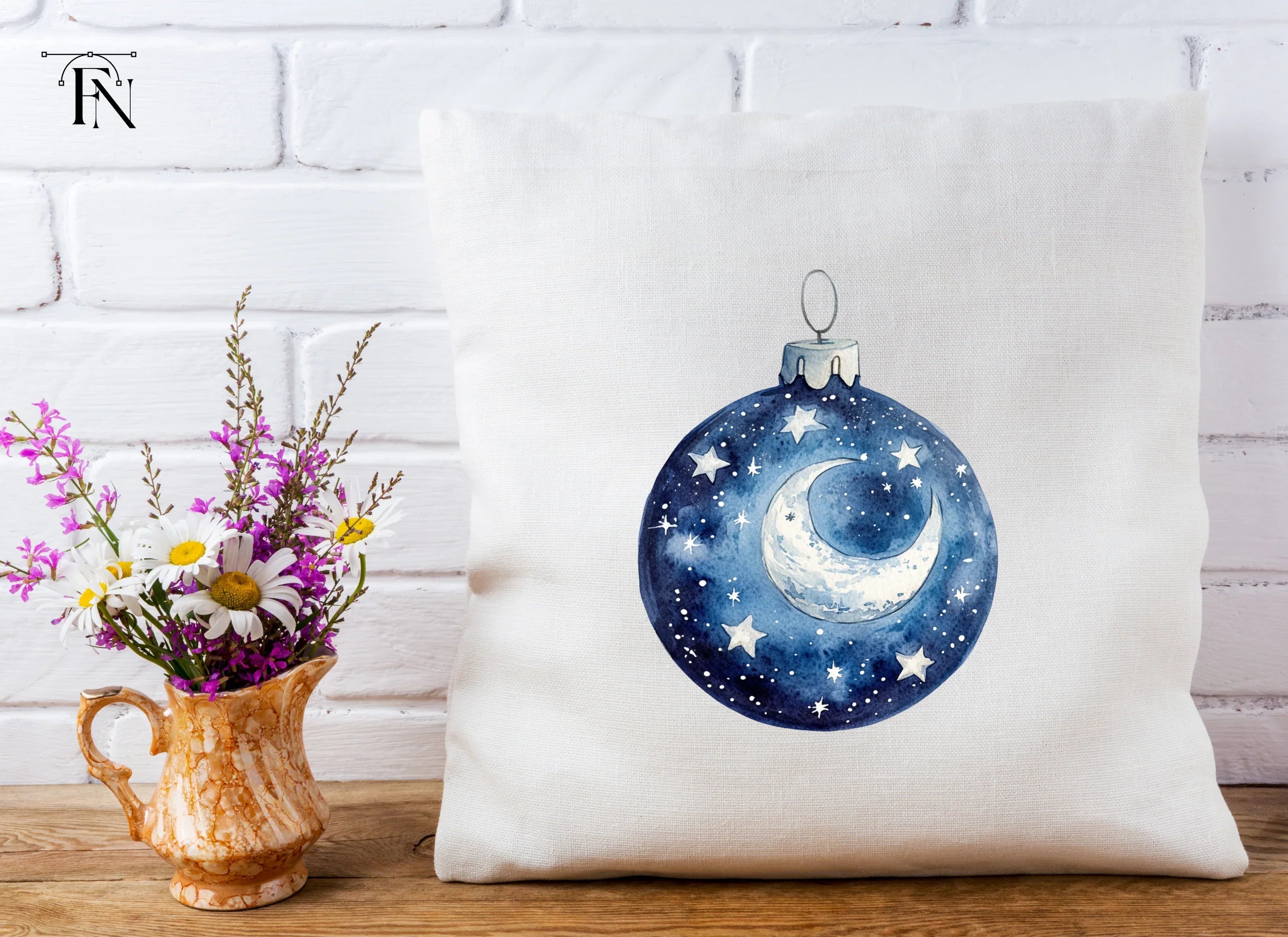 Blue Christmas Ornaments Clipart Bundle