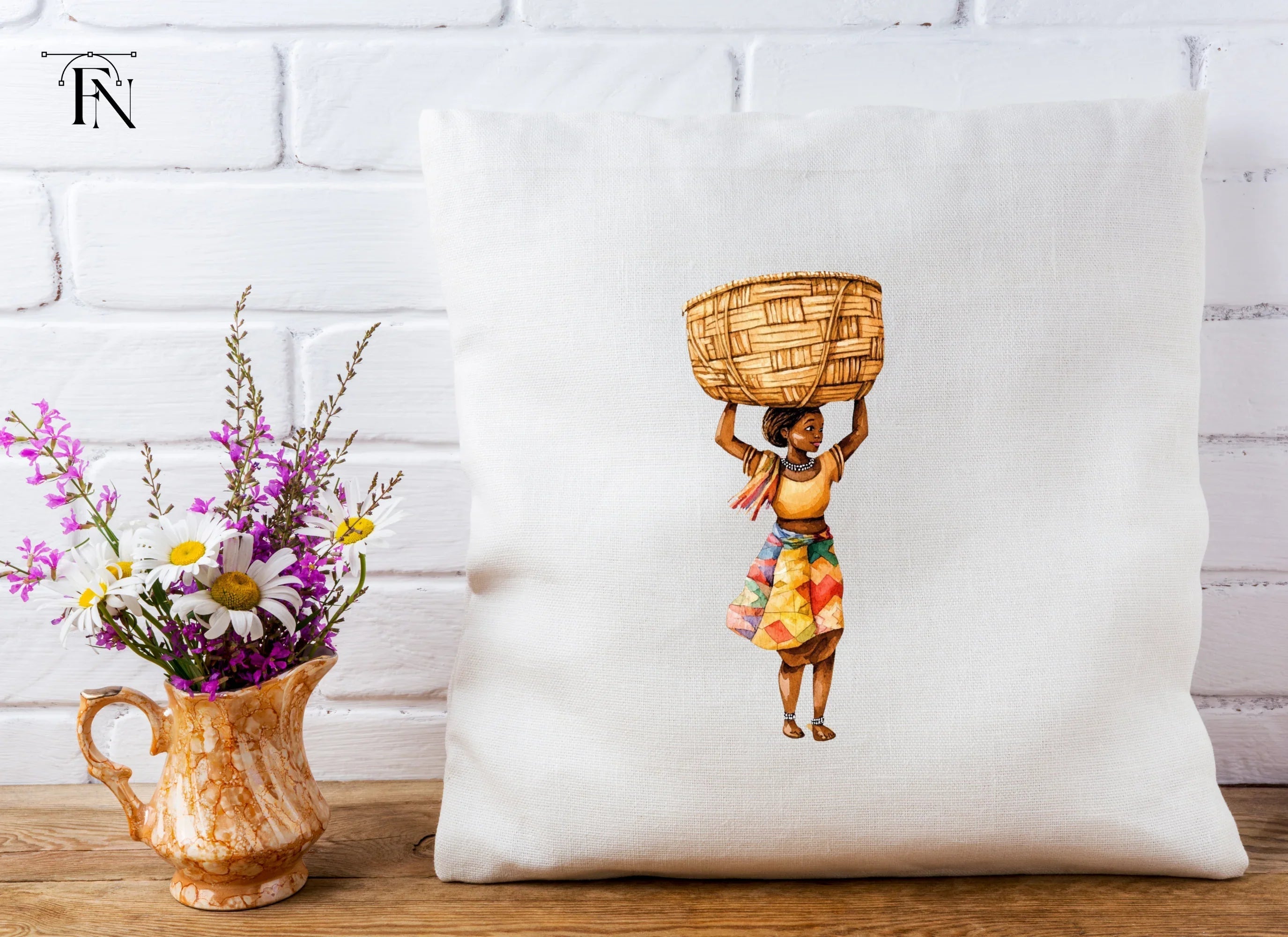 Body Woman with Basket on Head Clipart Bundle