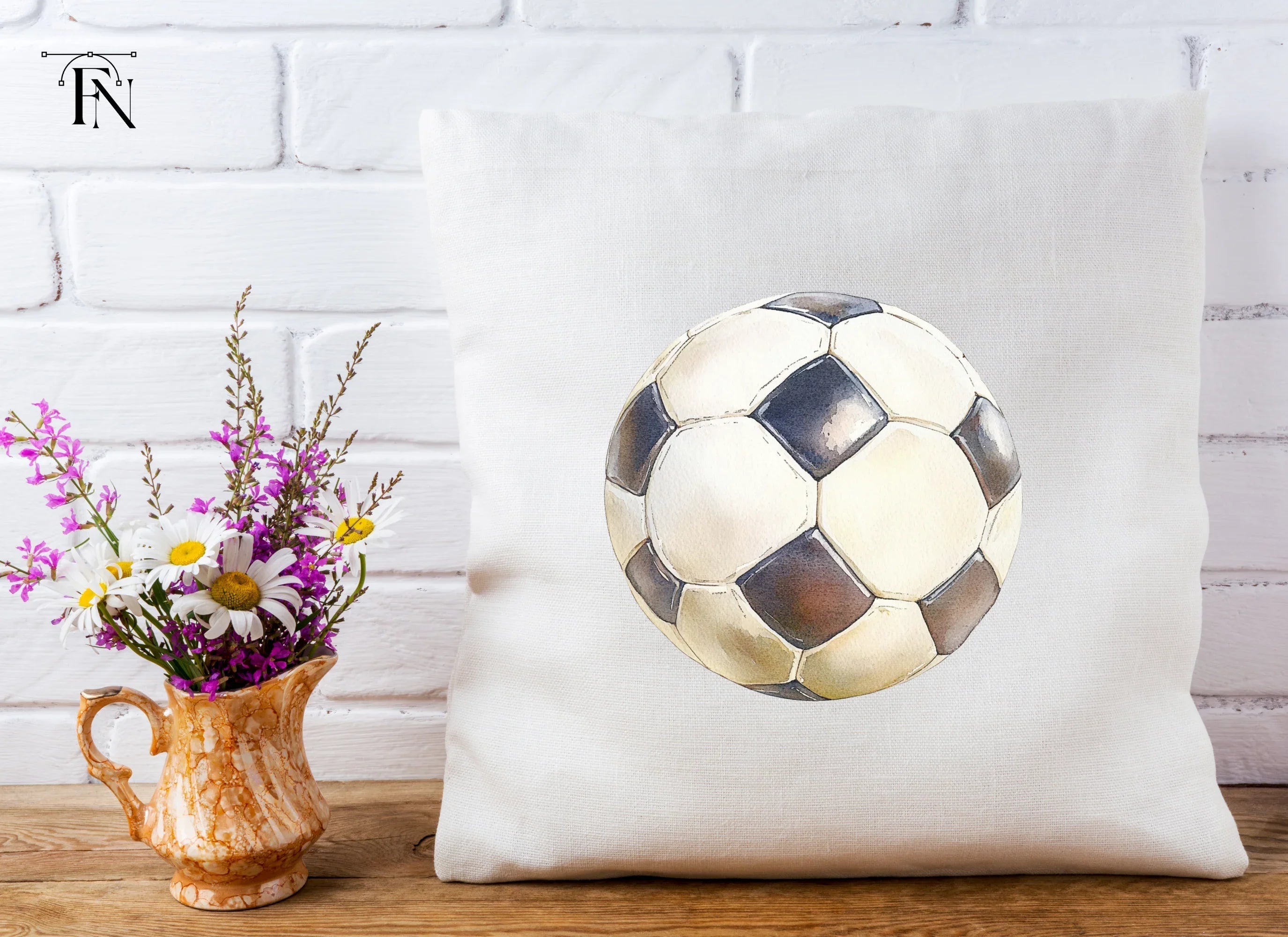 Hand Painted Soccer Ball Illustrations Clipart Bundle