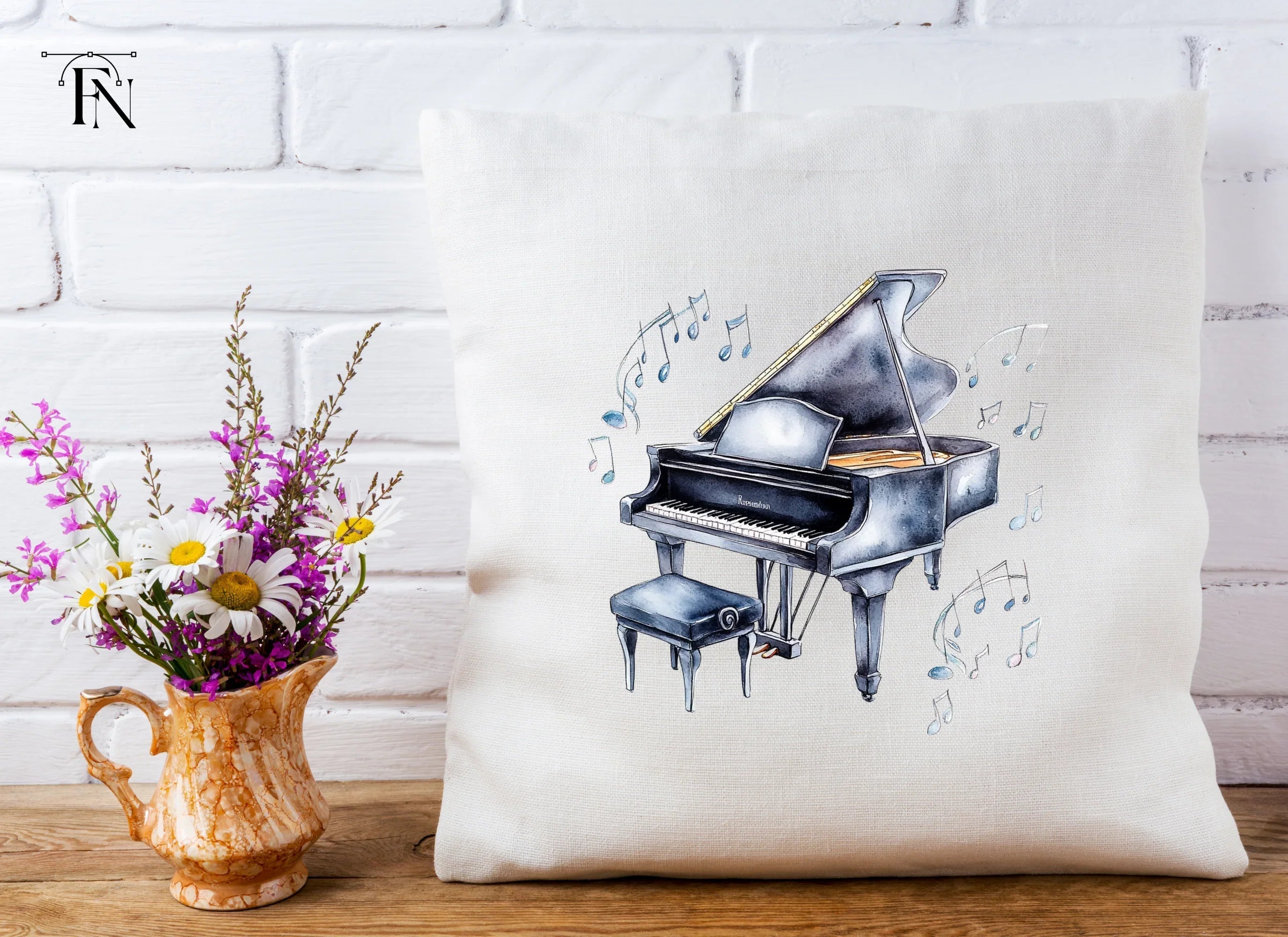 Musical Grand Piano with Notes Clipart Bundle