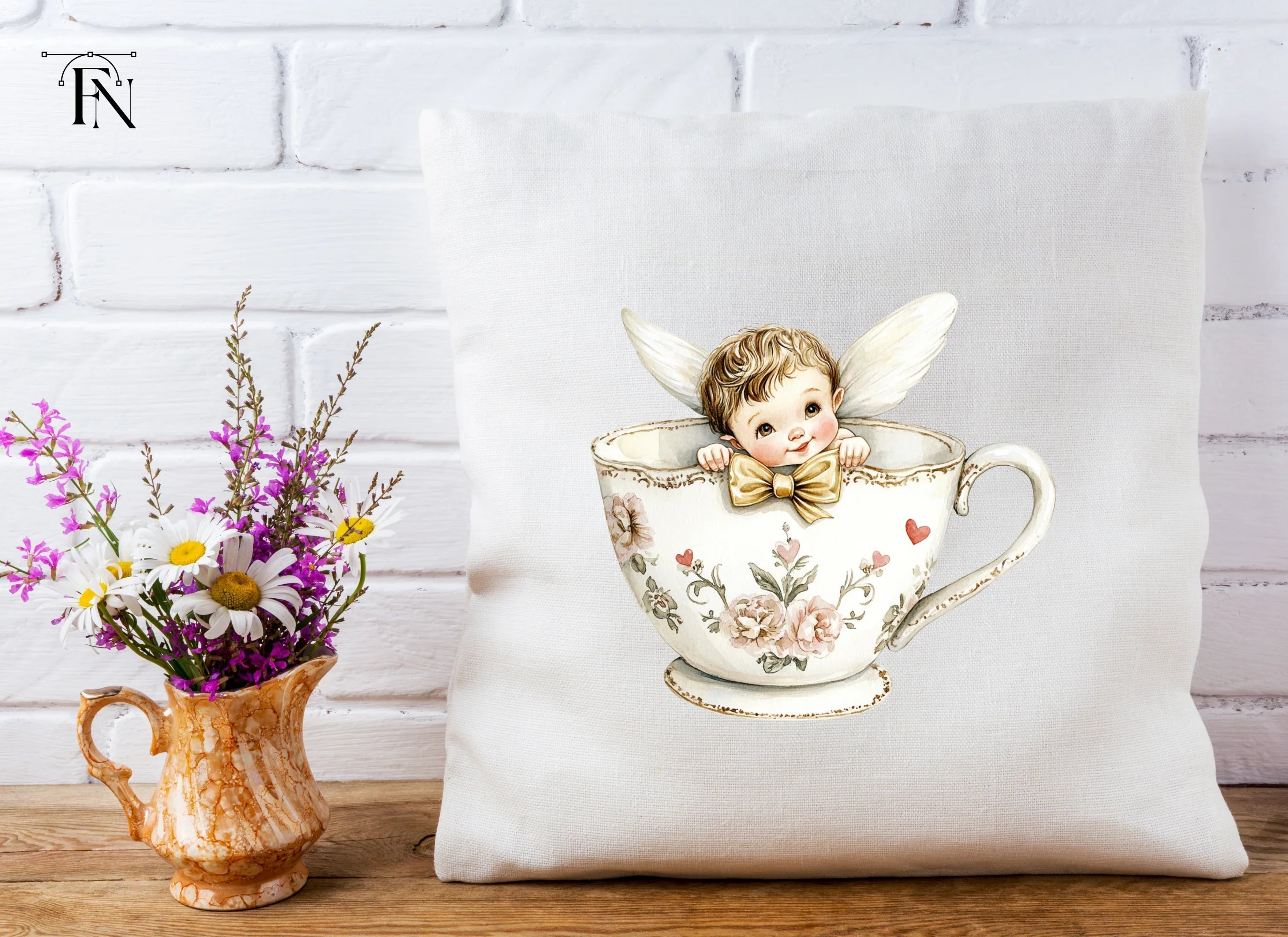 Cute Cherubs in Teacups Clipart Bundle