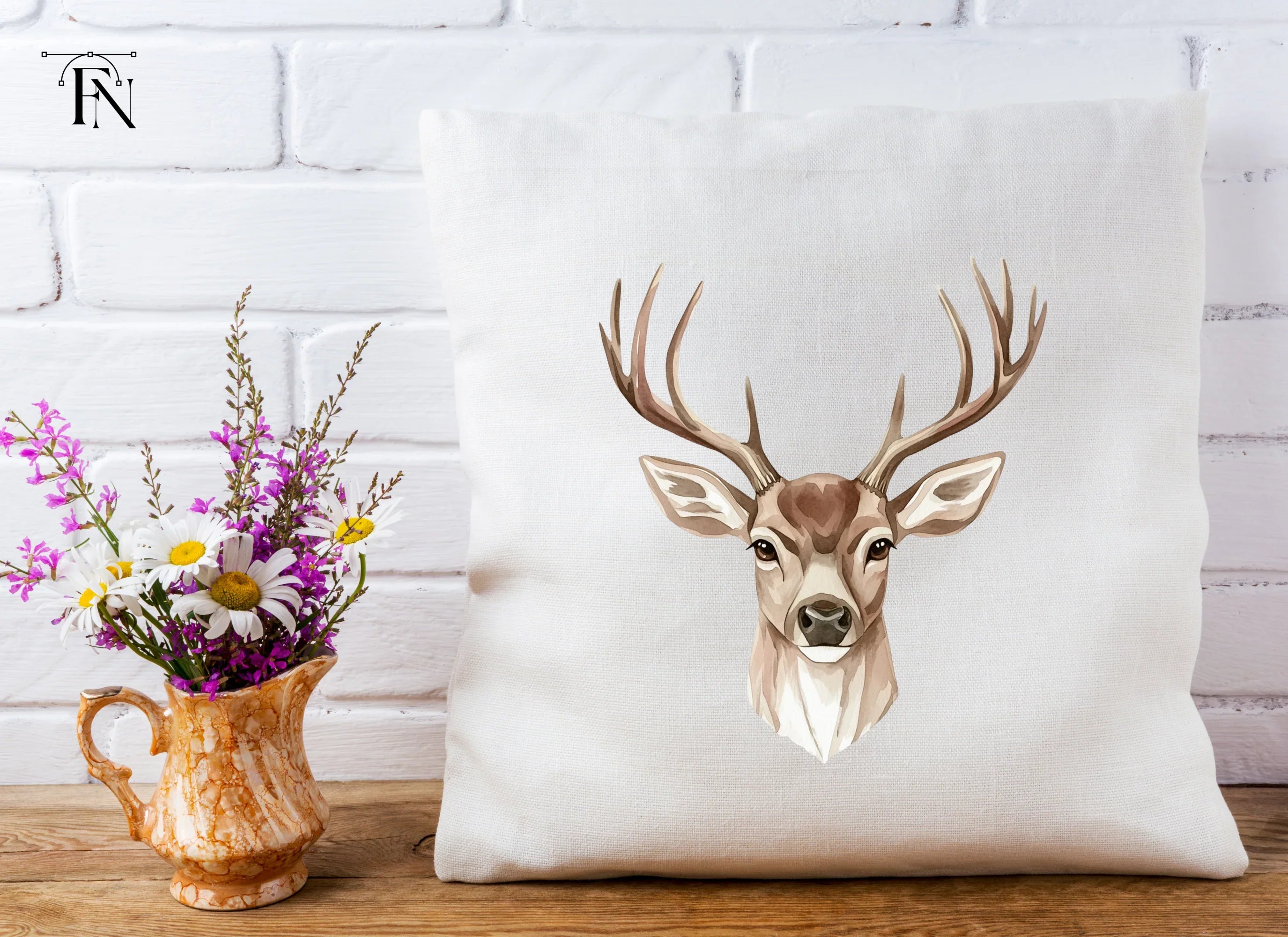 Deer Head Geometric Realistic Clipart Bundle