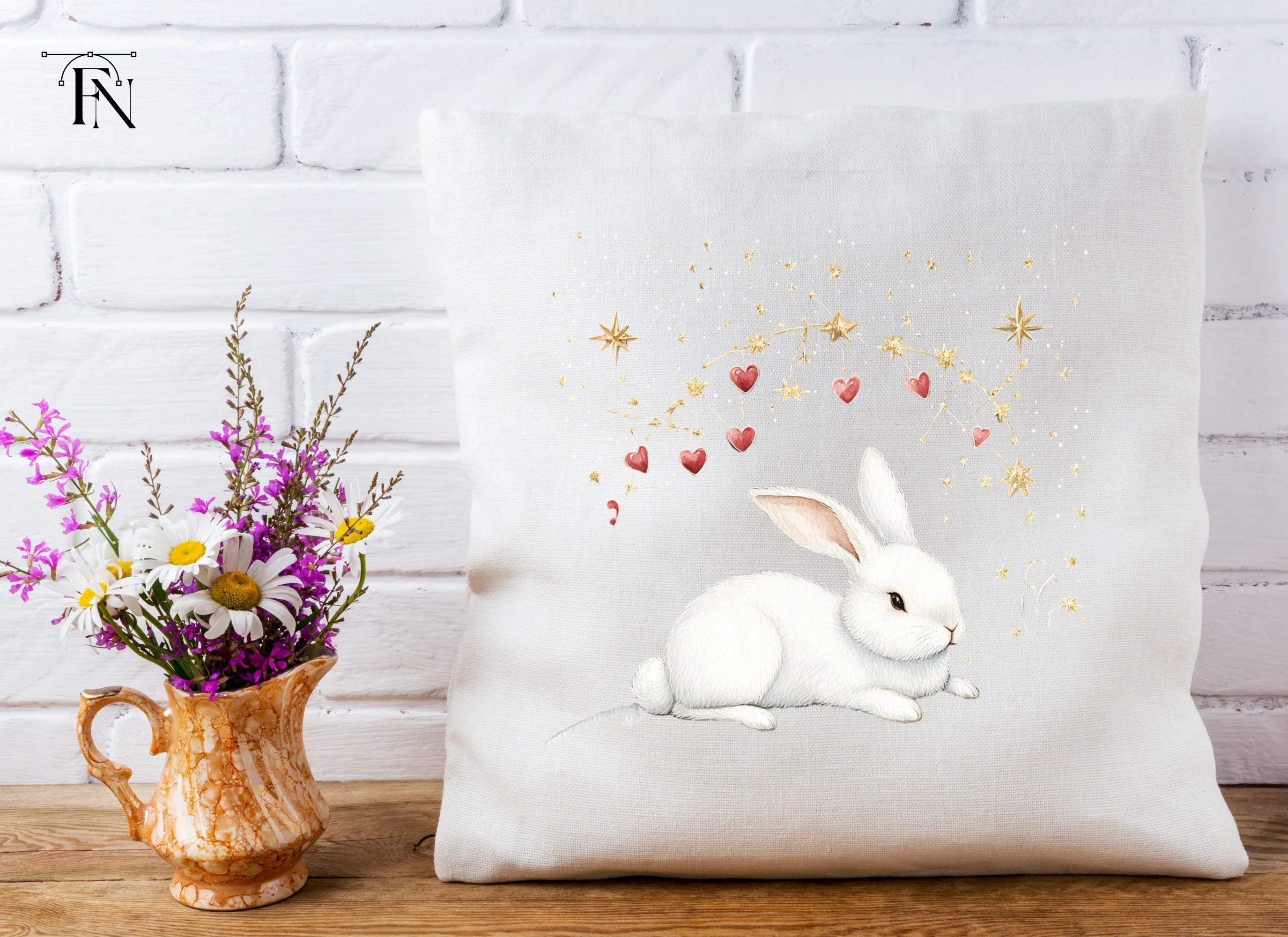 Cute Bunny with Star and Heart Clipart Bundle