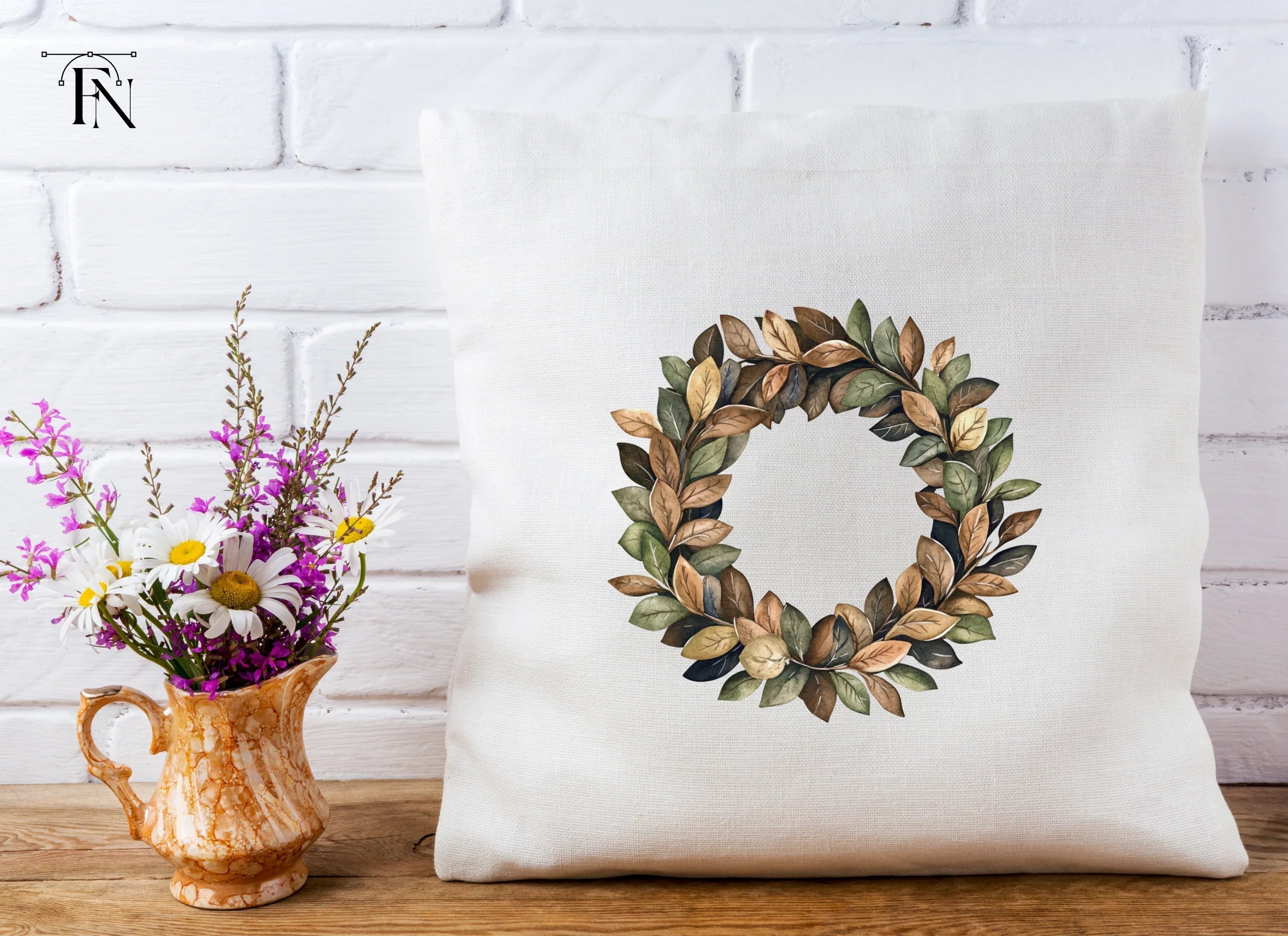 Autumn Leaves Wreath Clipart Bundle