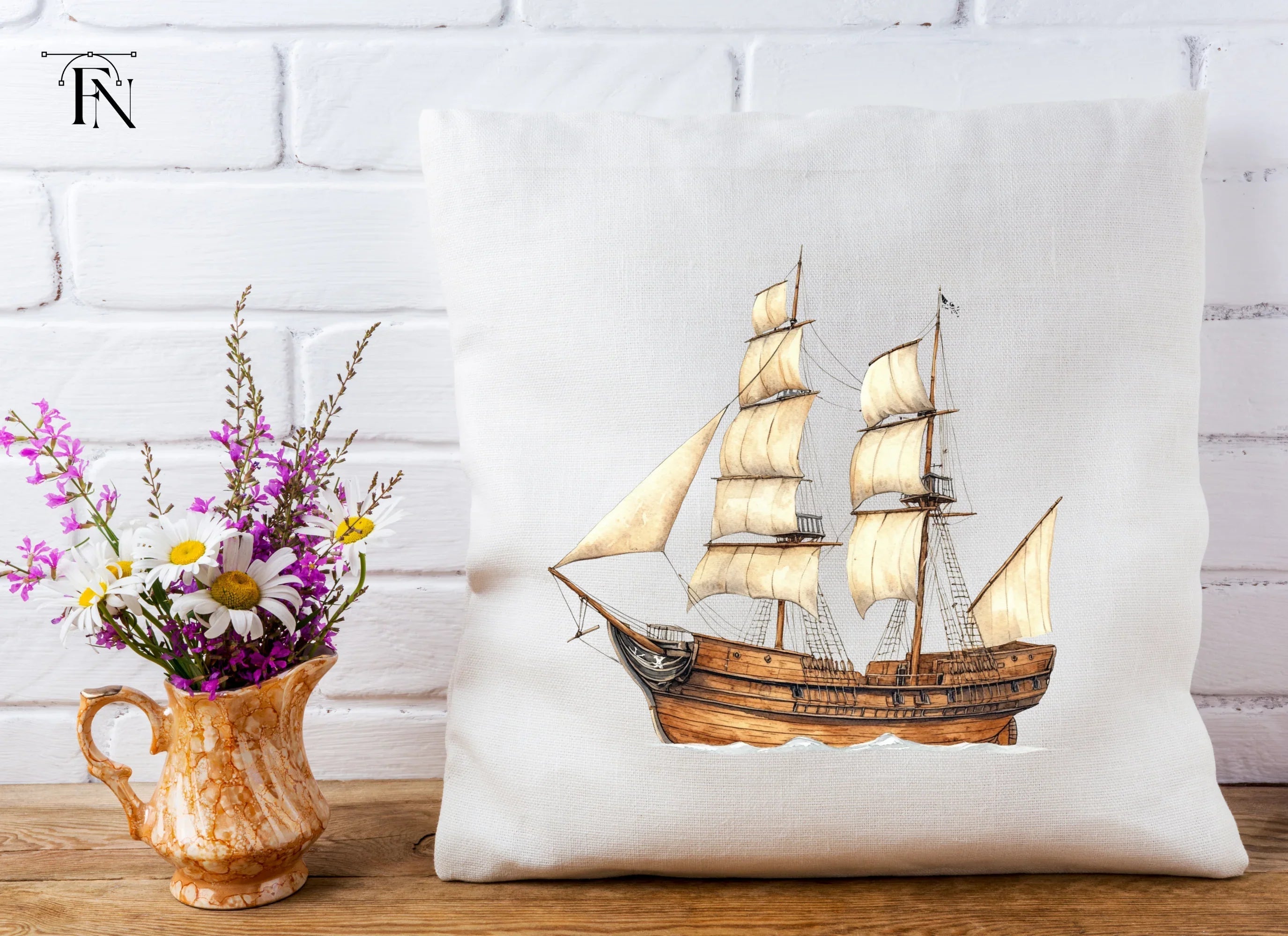 Classic Wooden Sailing Ship Clipart Bundle