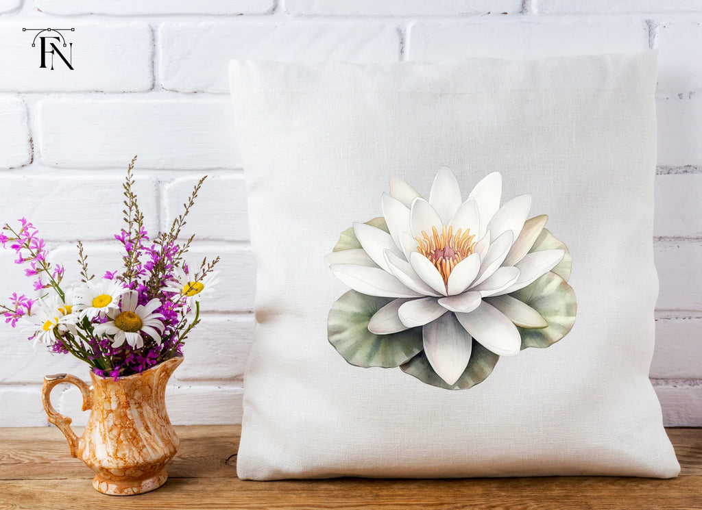 Elegant White Water Lily Clipart Bundle