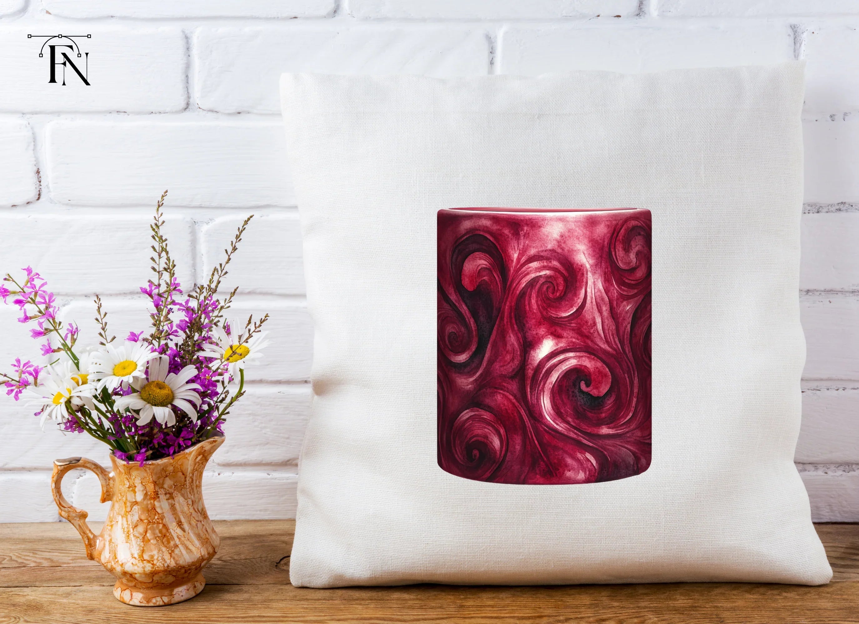 Deep Red Swirls Clipart Bundle