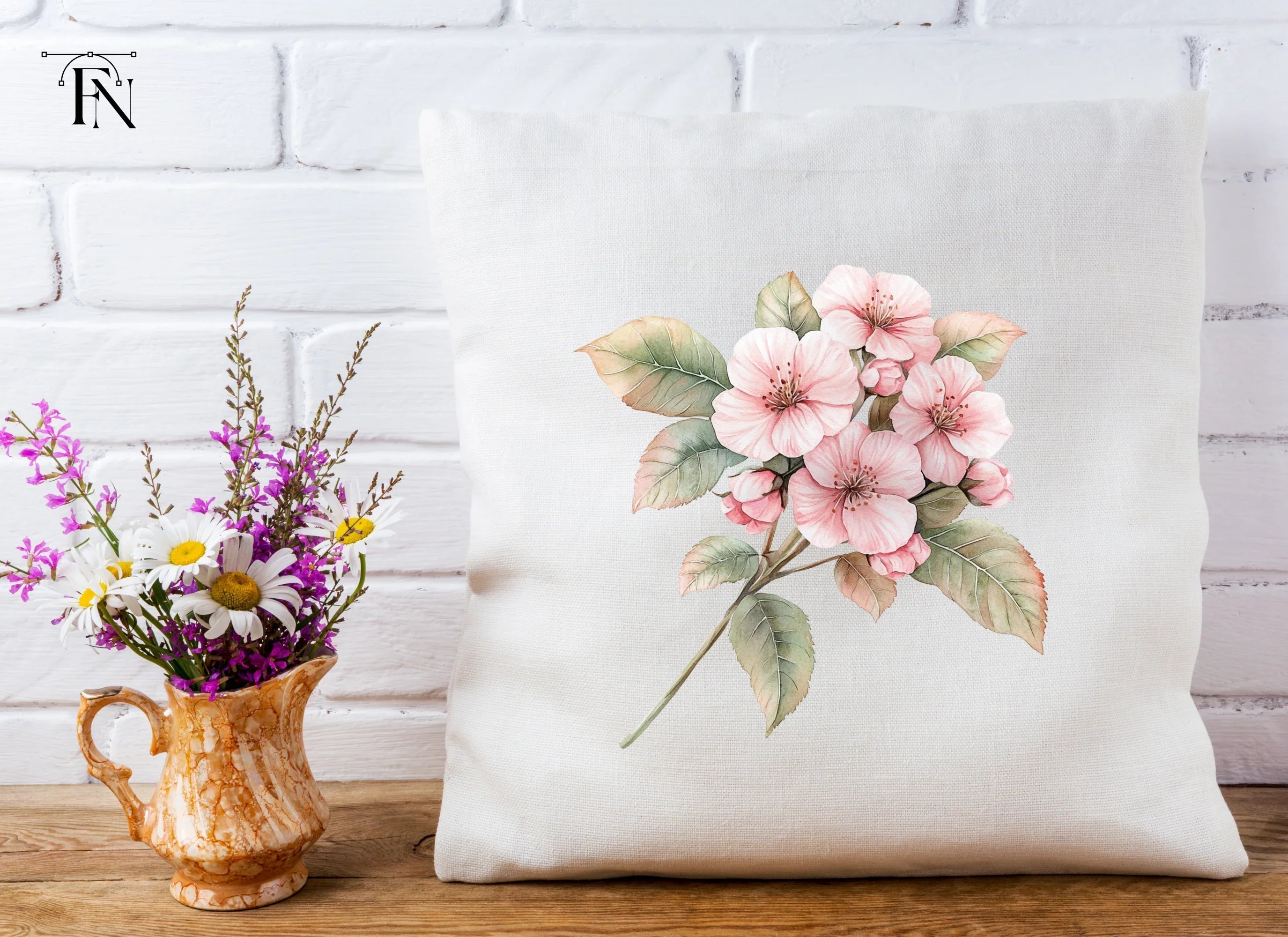 Pink Cherry Blossom Branch Clipart Bundle