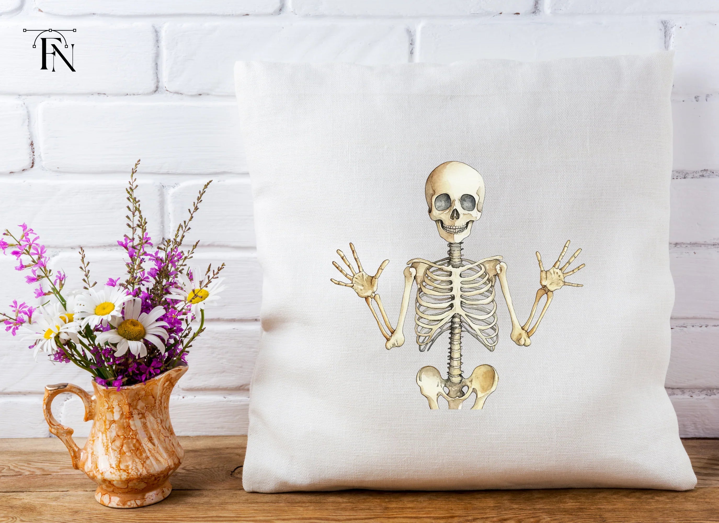 Happy Skeleton Waving Hands Clipart Bundle