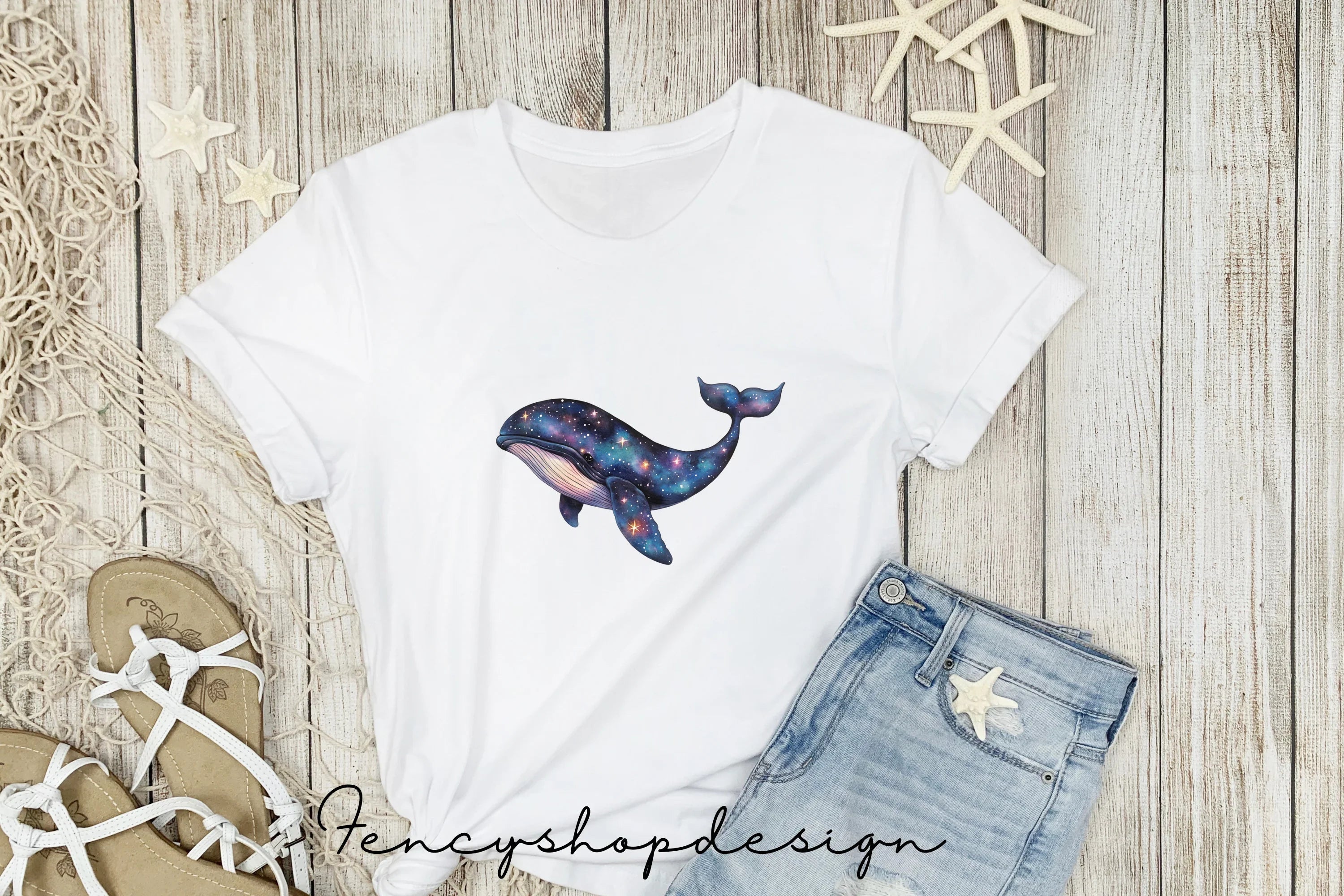 Galaxy Whale Clipart Bundle
