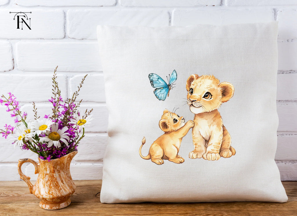 Playful Lion Cubs and Butterfly Clipart Bundle