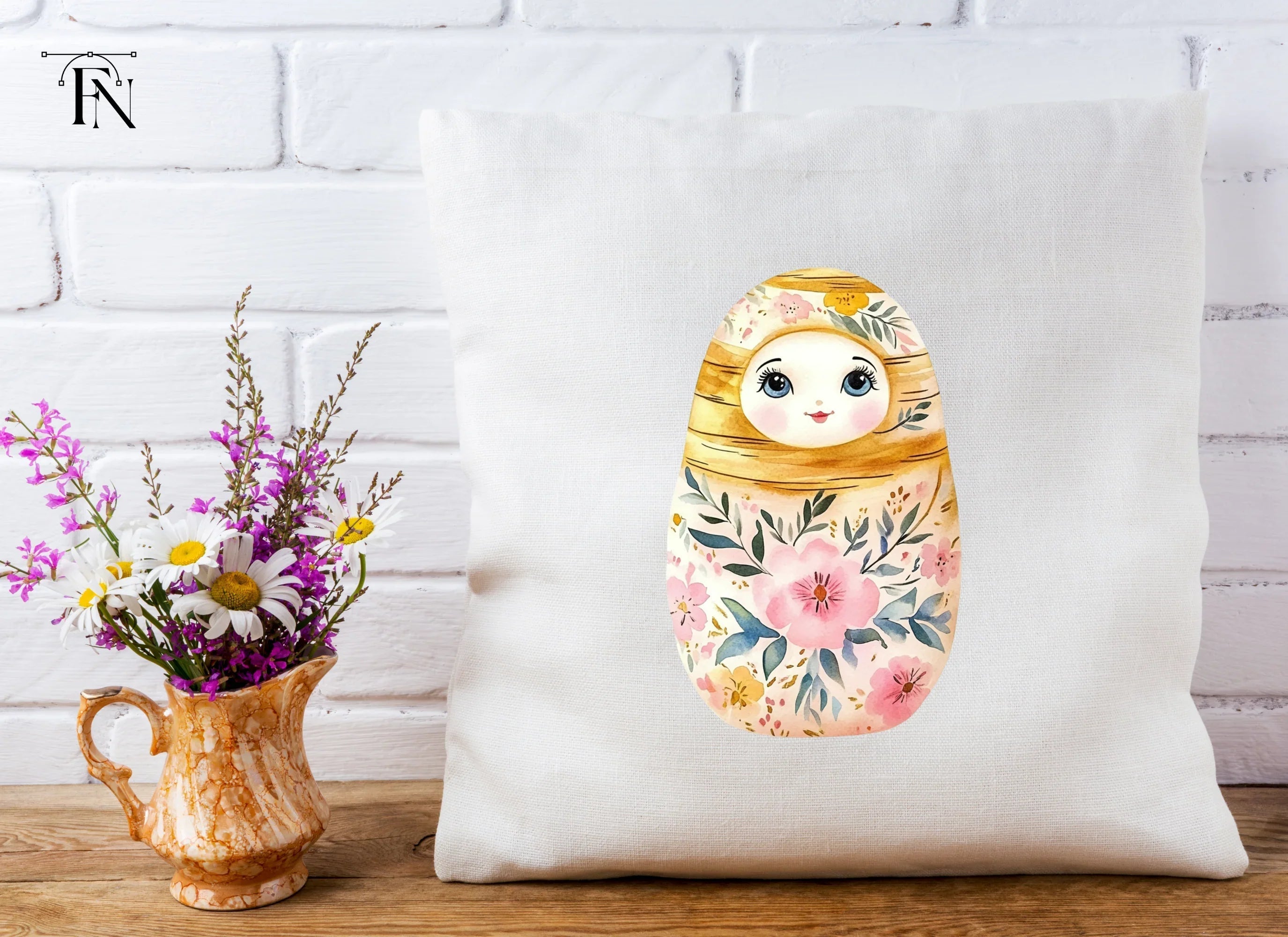 Floral Matryoshka Dolls Clipart Bundle