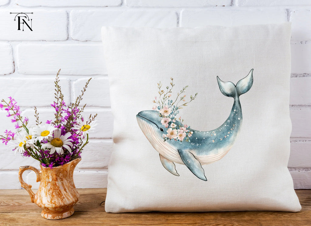 Floral Whales Clipart Bundle