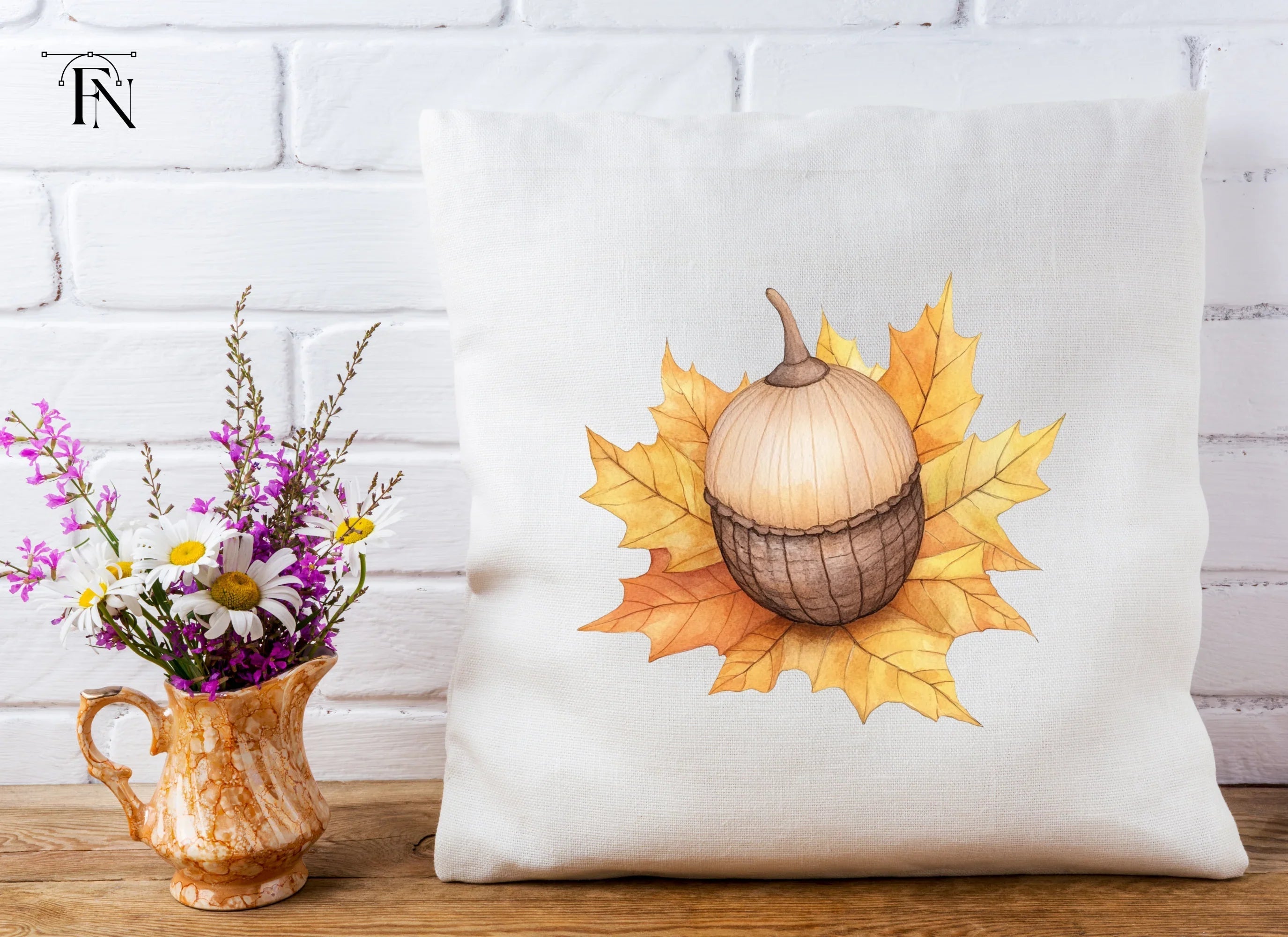 Autumn Acorns and Maple Leaves Clipart Bundle