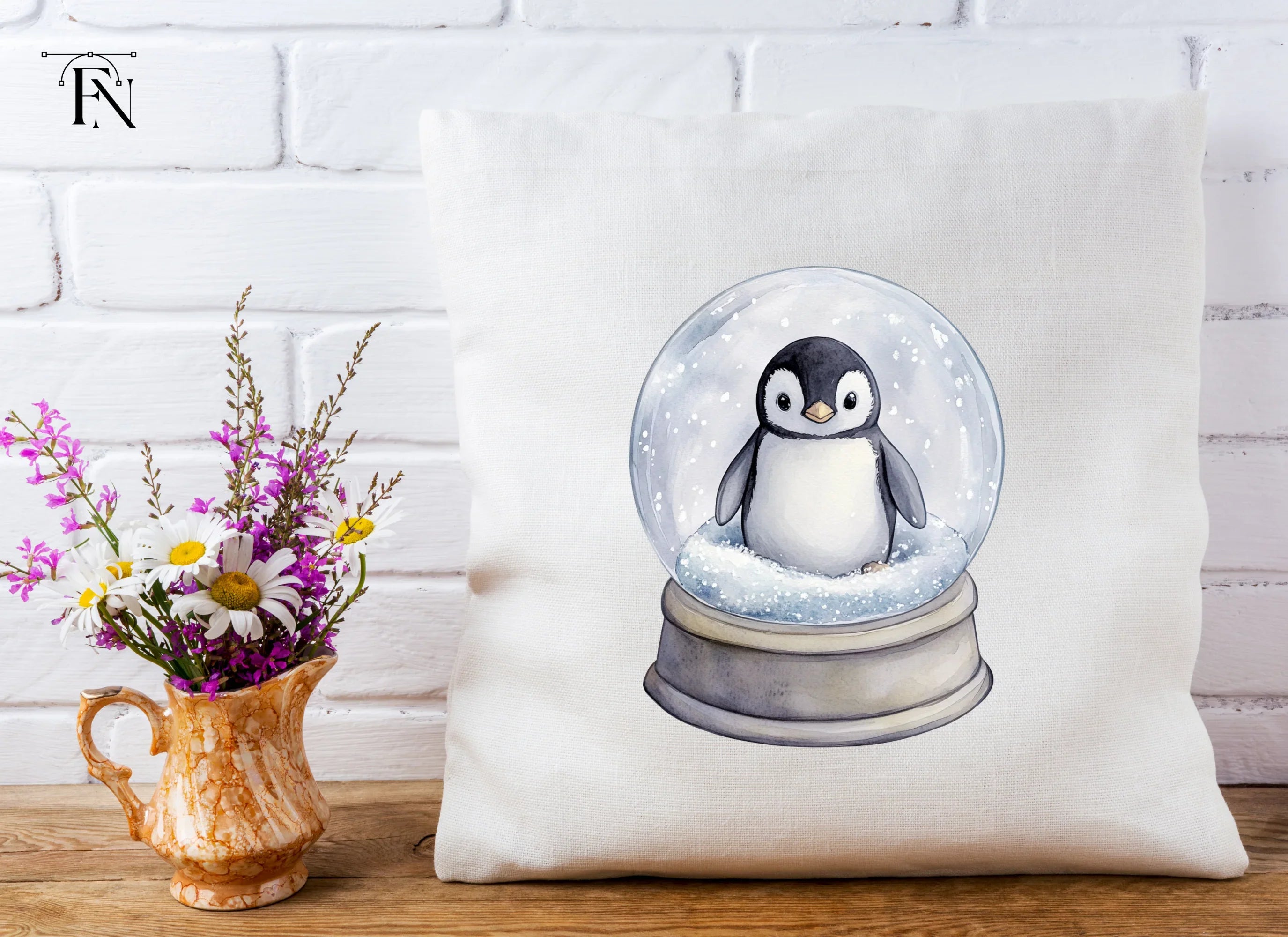 Cute Penguin Snow Globe Clipart Bundle