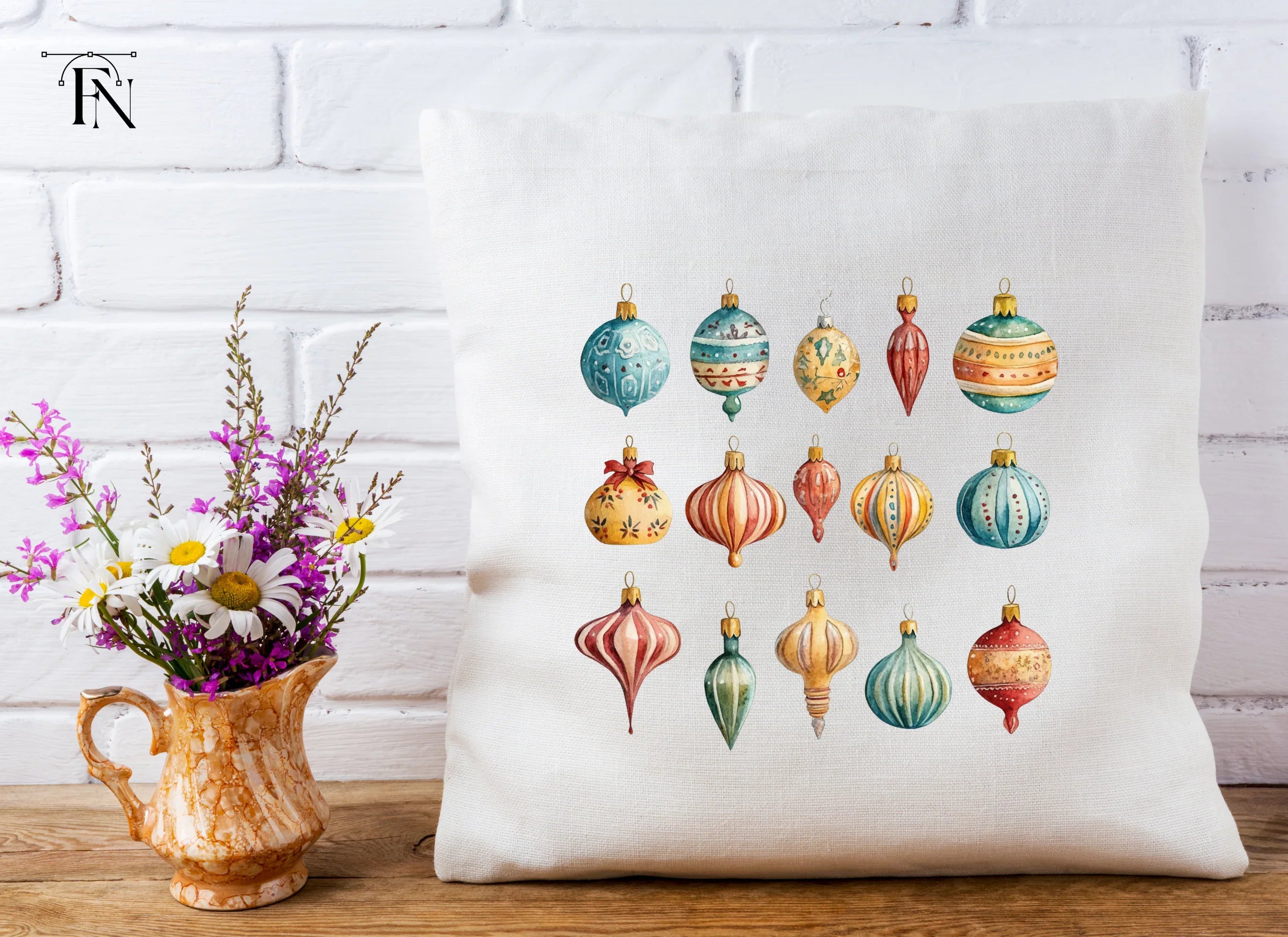 Vintage Christmas Ornaments Clipart Bundle