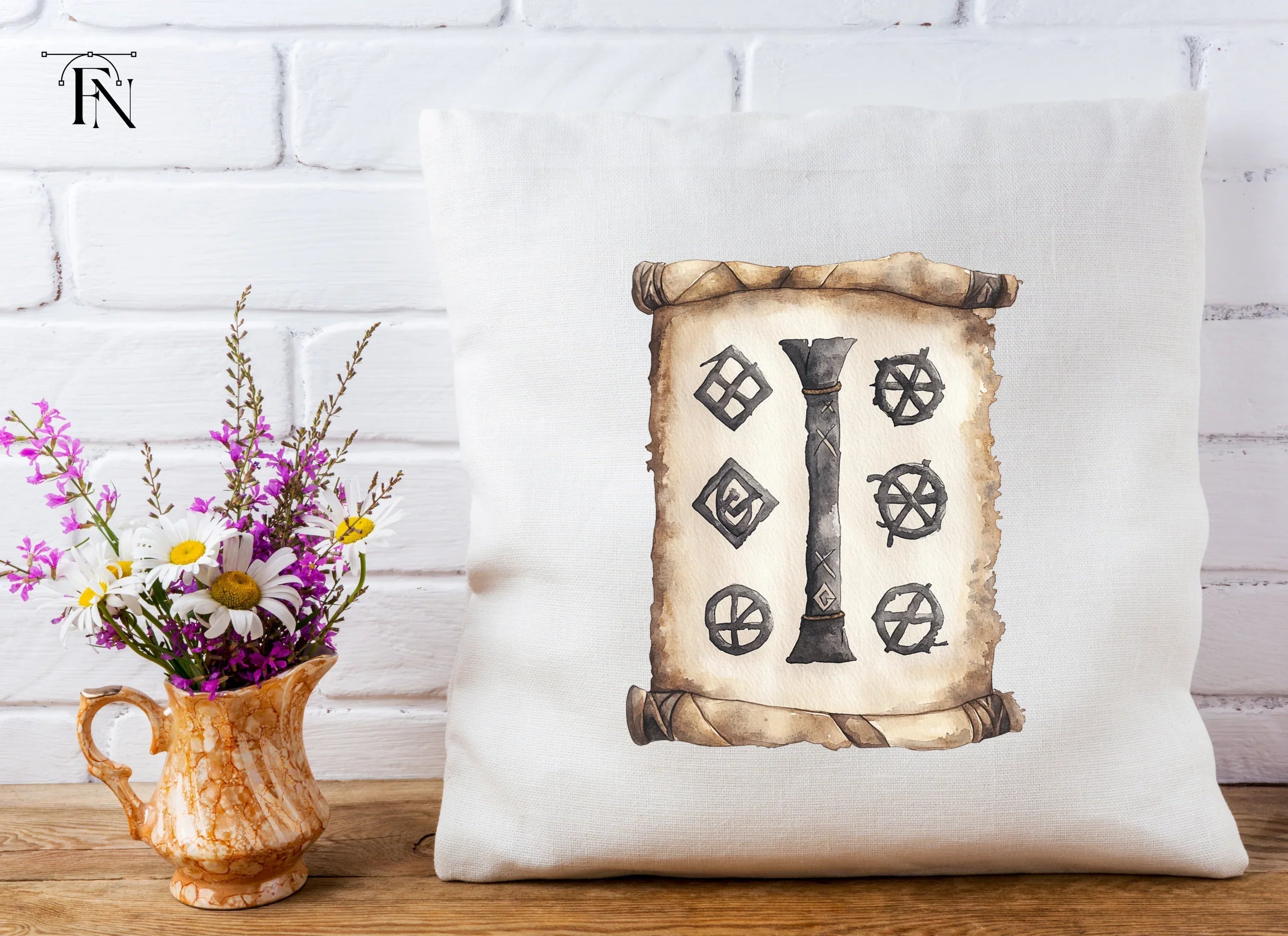 Mystical Scroll with Runic Symbols Clipart Bundle