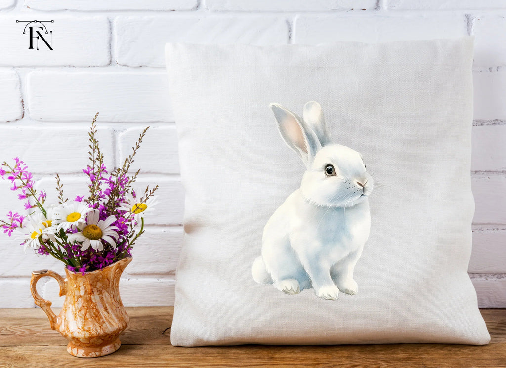 Realistic White Rabbit Clipart Bundle