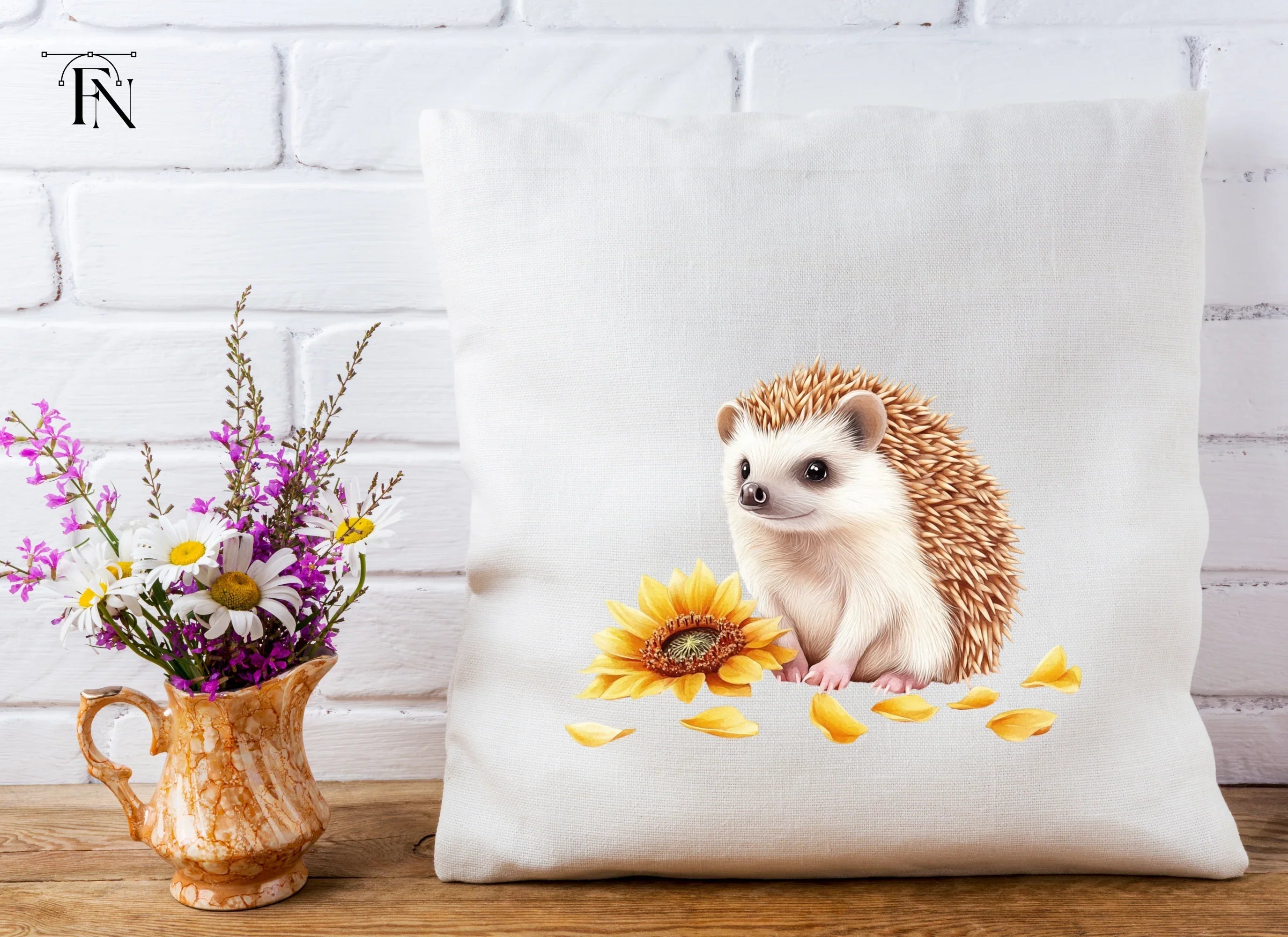 Playful Hedgehogs with Sunflowers Clipart Bundle