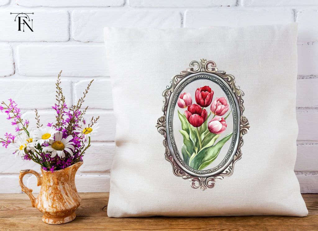 Vintage Tulip Bouquet Frame Clipart Bundle
