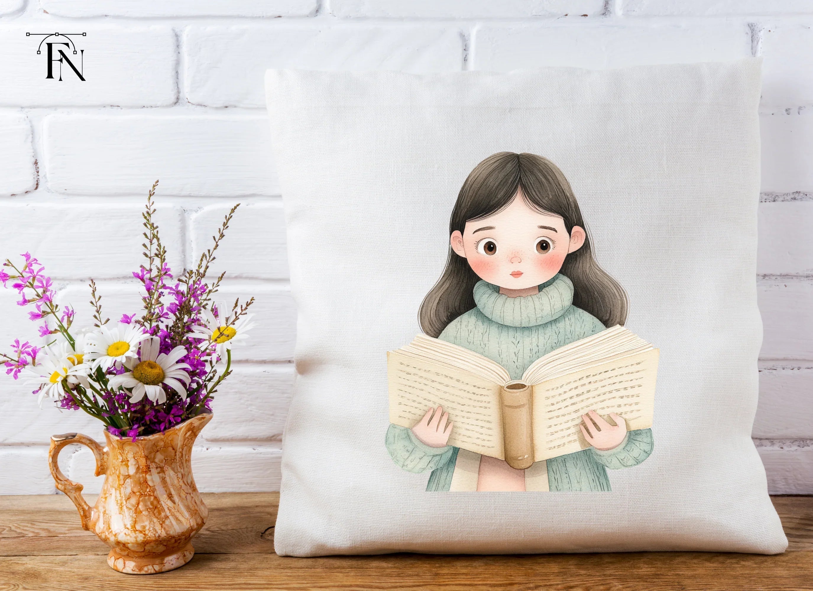 Girls Reading Books Clipart Bundle
