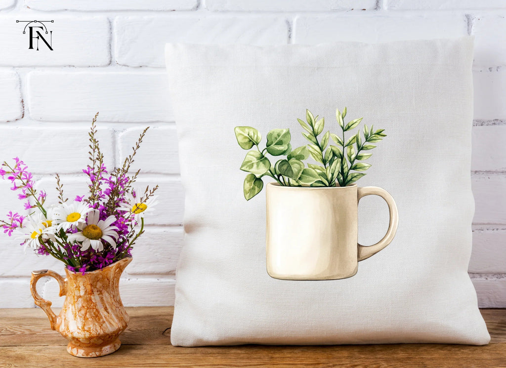 Potted Plants in Mugs Clipart Bundle