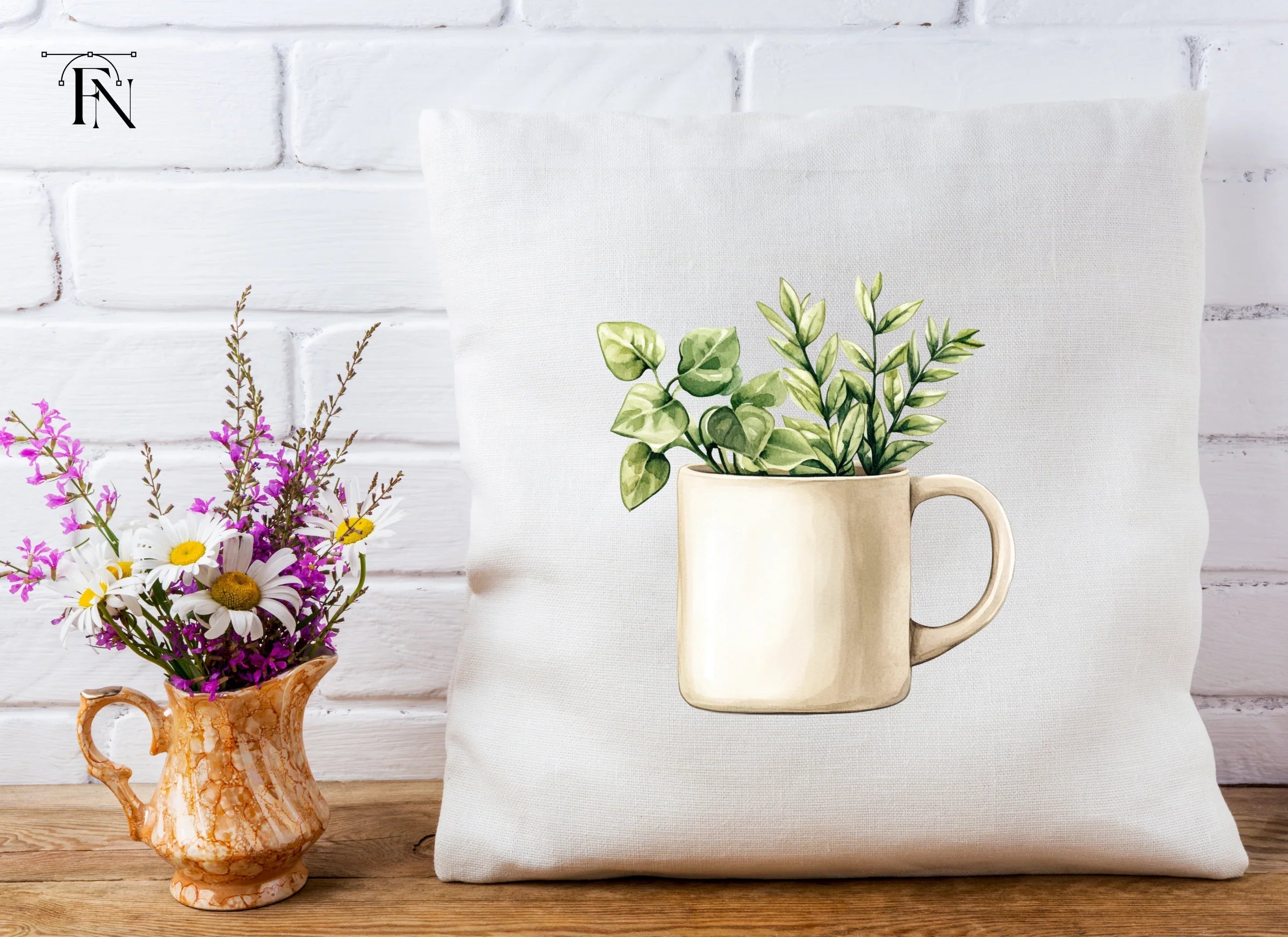 Potted Plants in Mugs Clipart Bundle