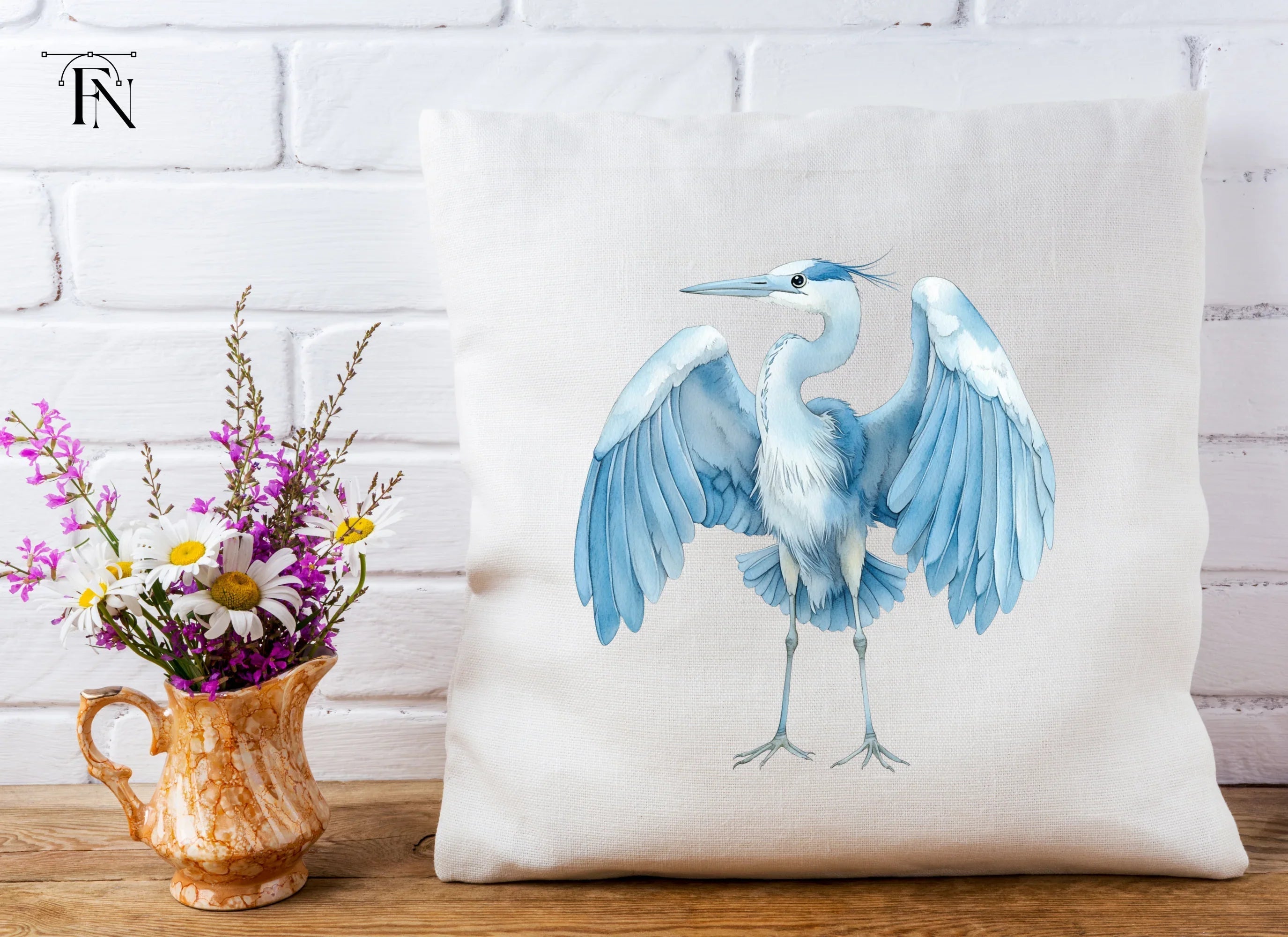 Graceful Heron Open Wings Clipart Bundle