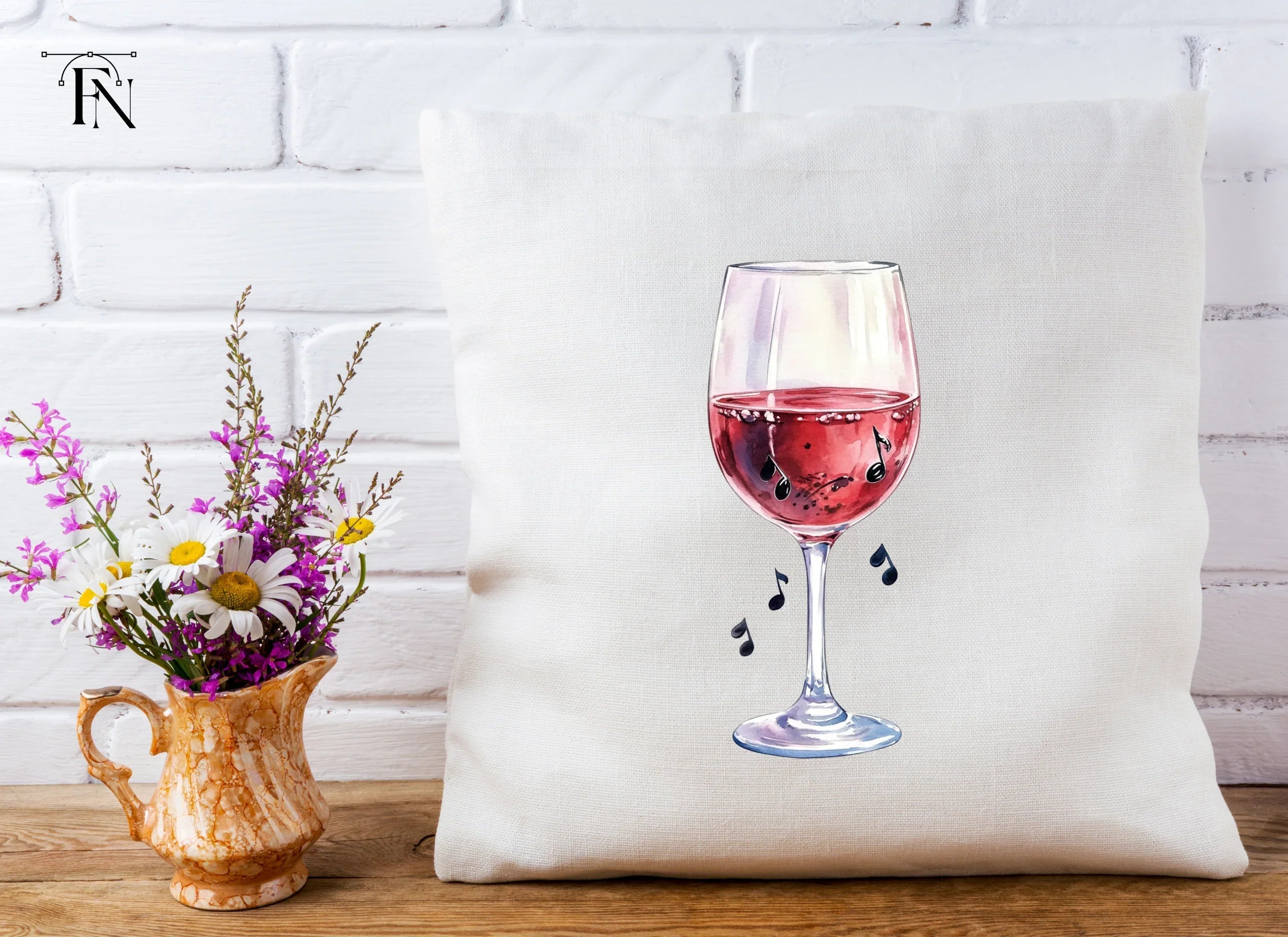 Red Wine Glass with Music Notes Clipart Bundle
