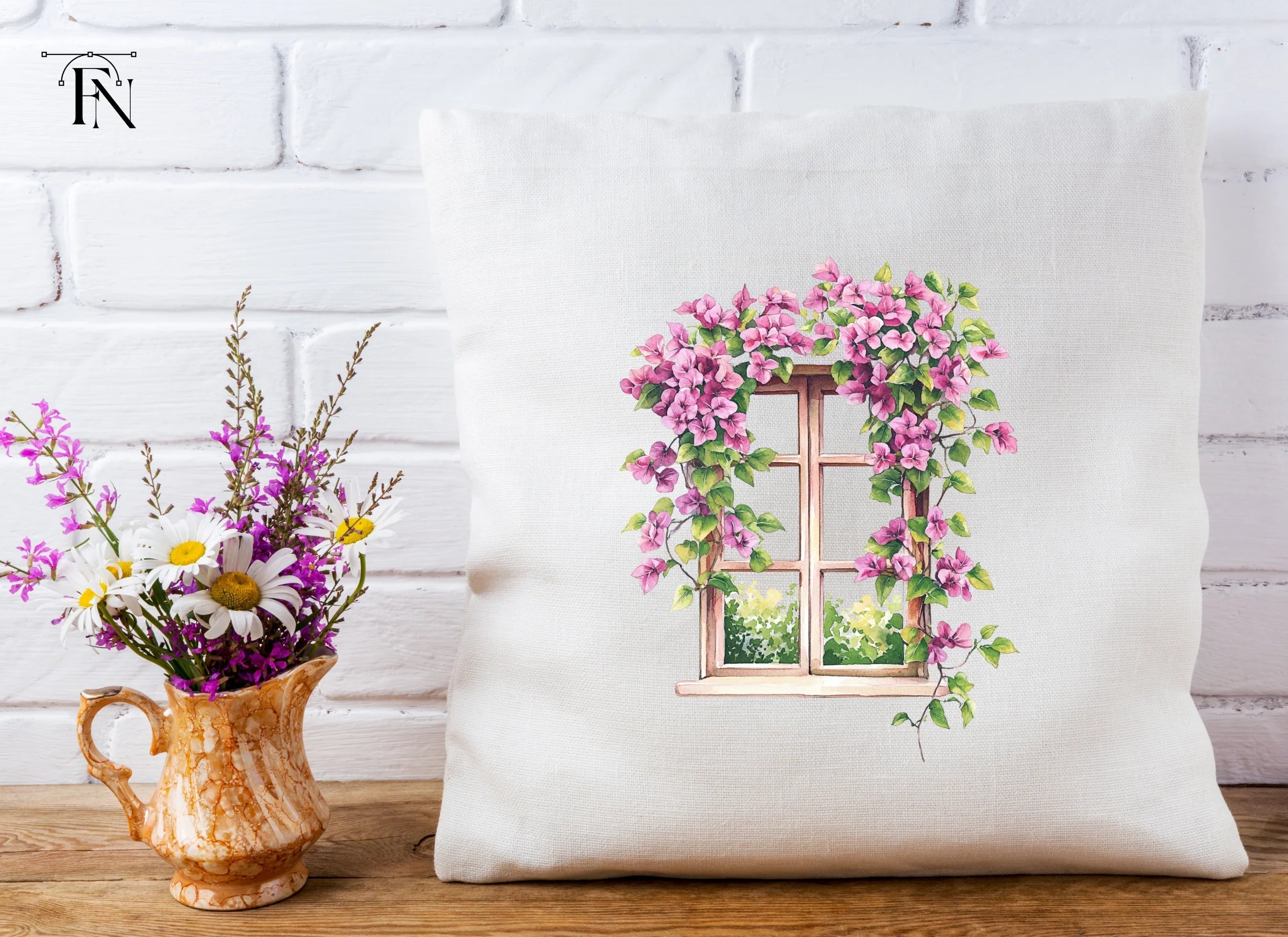 Vibrant Bougainvillea Window Clipart Bundle