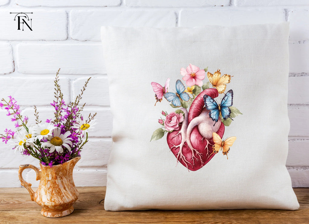 Anatomical Heart with Butterflies Clipart Bundle
