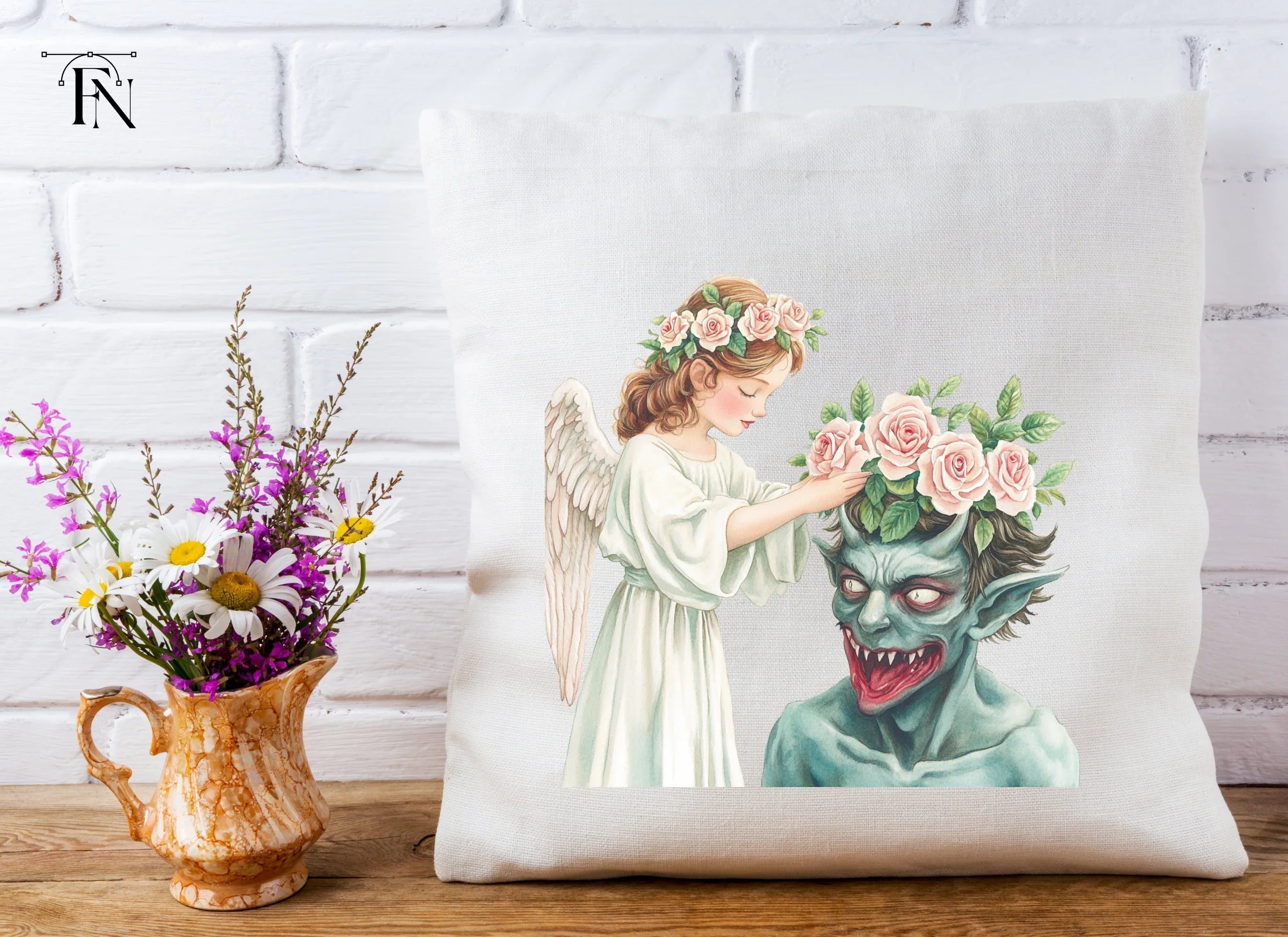 Angels and Demons Flower Crown Clipart Bundle