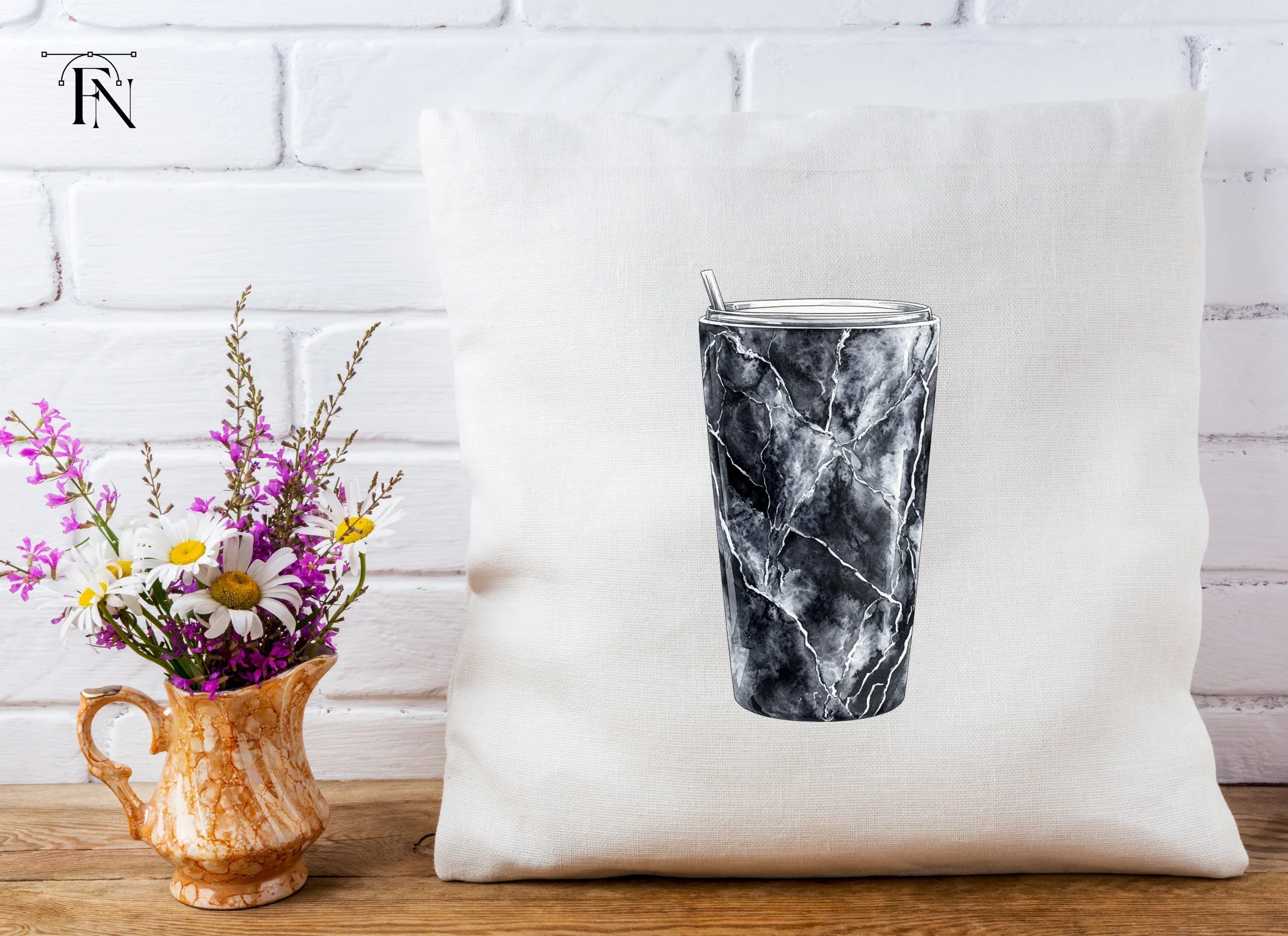 Black Marble Tumbler Clipart Bundle