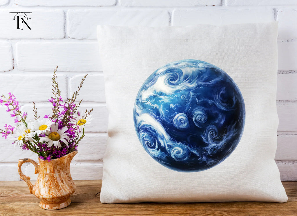 Blue Swirling Abstract Planet Clipart Bundle