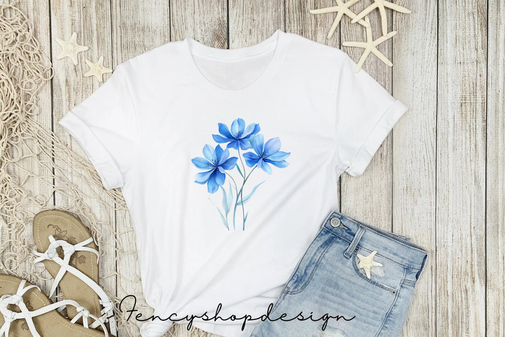 Elegant Blue Floral Clipart Bundle