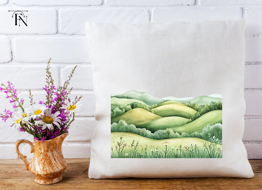 Green Rolling Hills Landscape Clipart Bundle