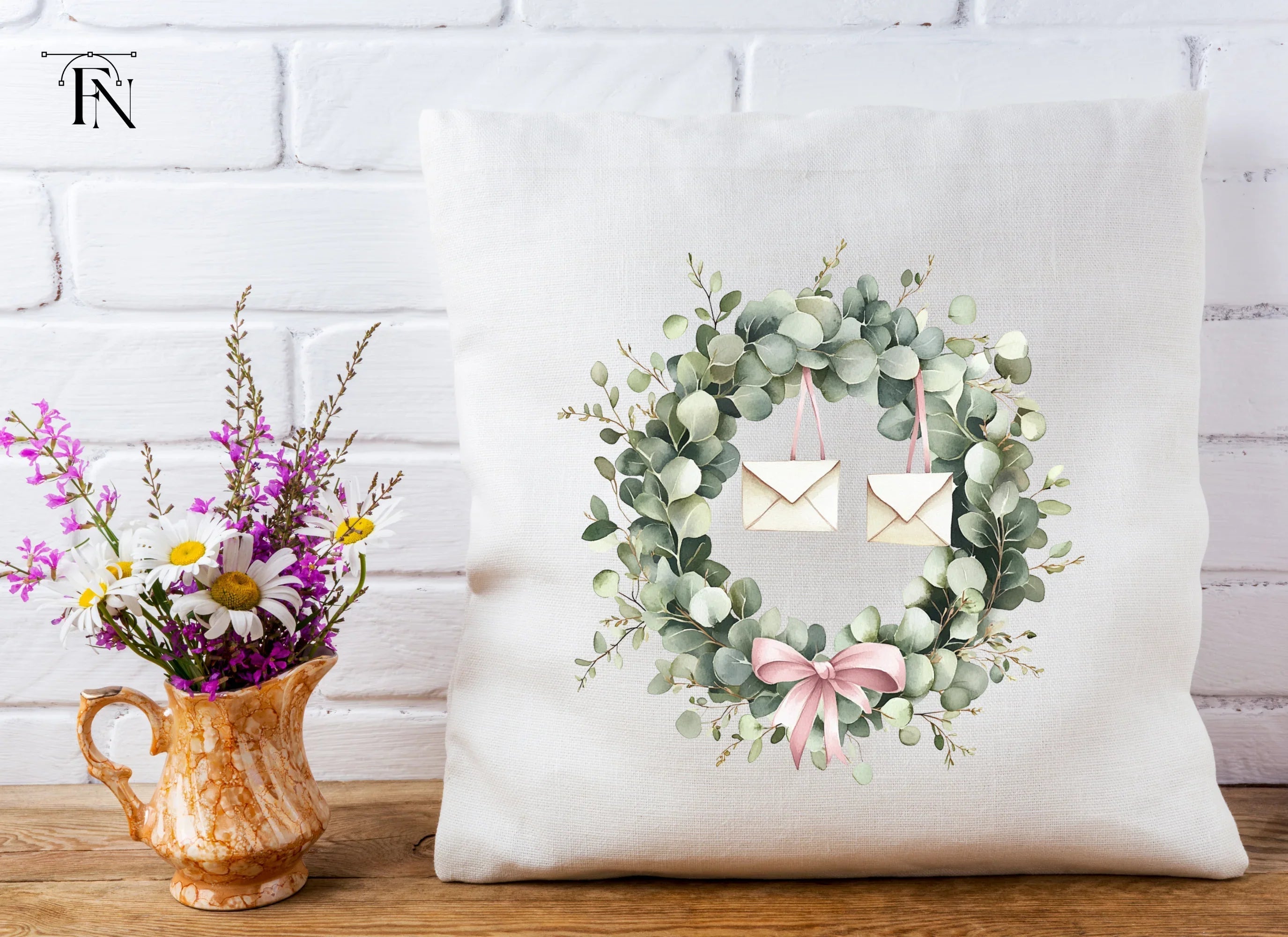 Eucalyptus Wreaths with Envelopes Clipart Bundle